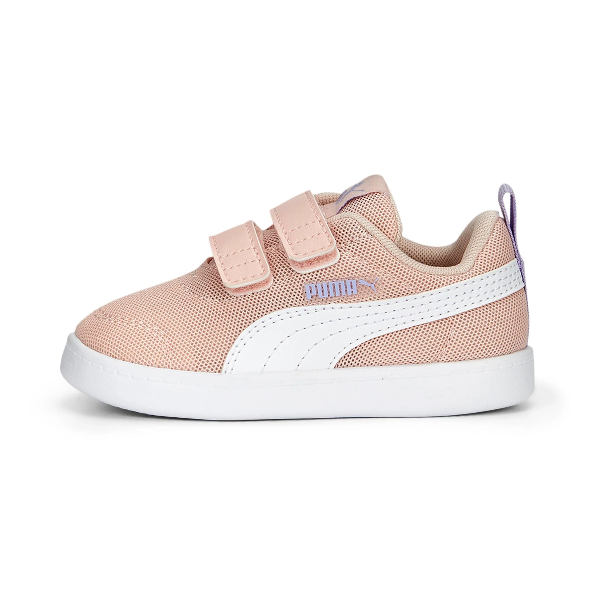 Sneakers primi passi rosa da bambina con striscia a contrasto Puma Courtflex v2 Mesh V Inf