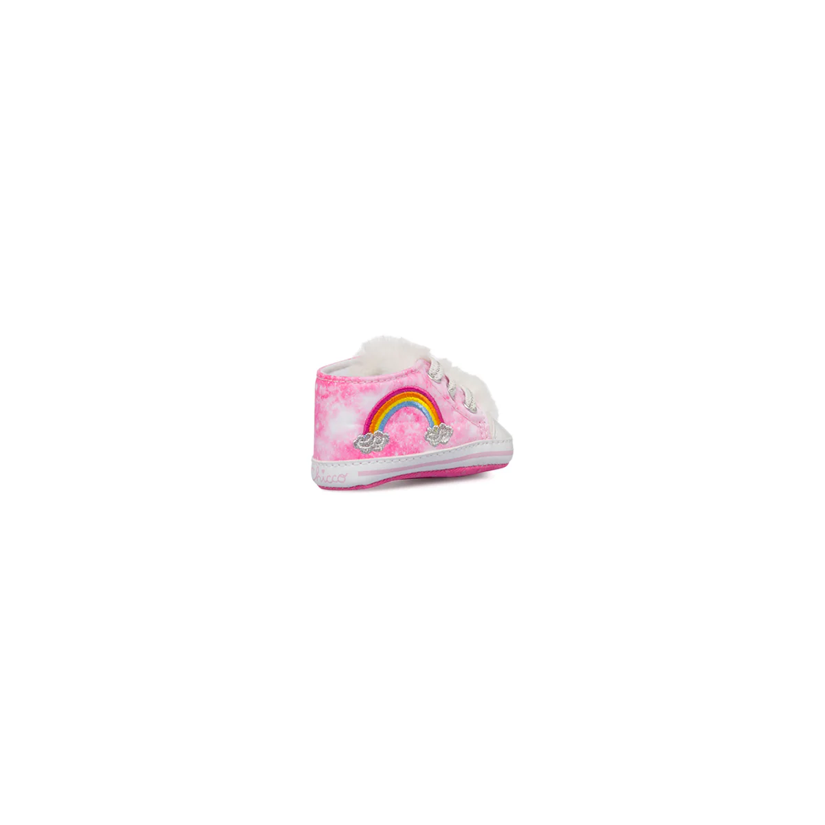 Sneakers primi passi rosa e bianche da bambina con arcobaleno Chicco Nizza - Image 3