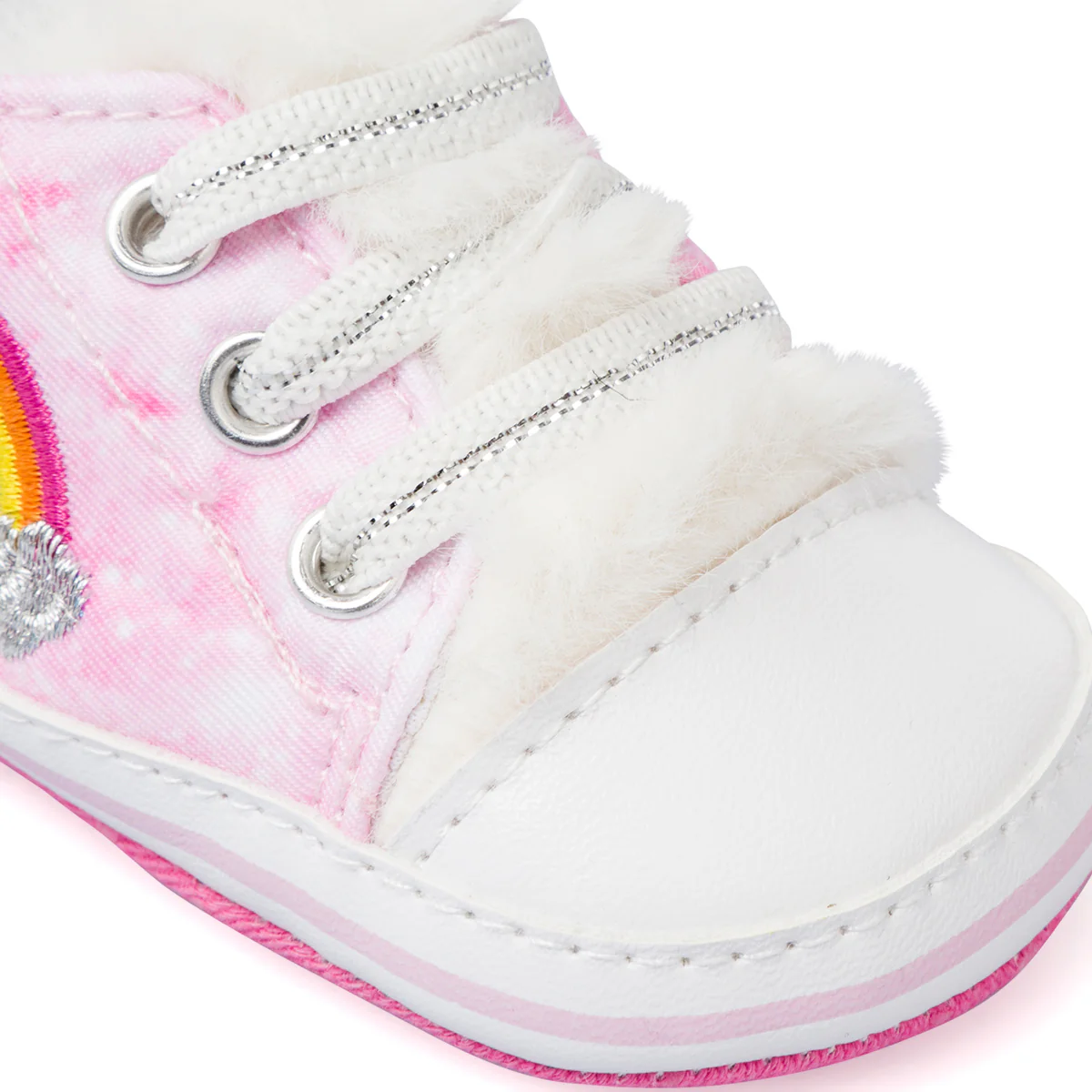 Sneakers primi passi rosa e bianche da bambina con arcobaleno Chicco Nizza - Image 5