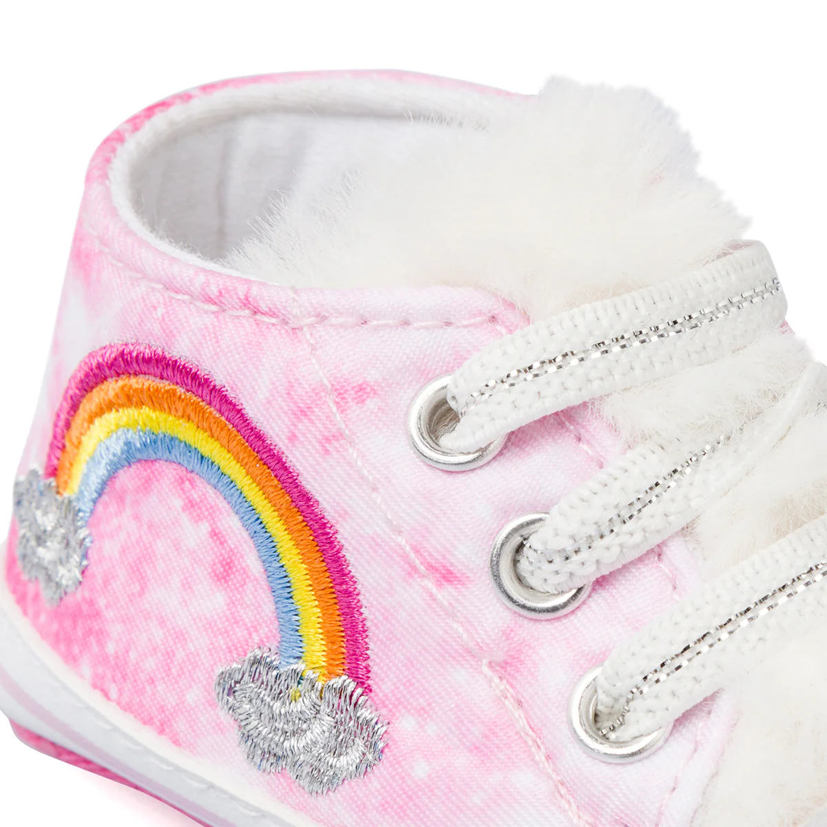 Sneakers primi passi rosa e bianche da bambina con arcobaleno Chicco Nizza - Image 6