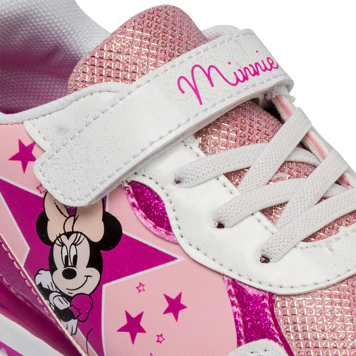 Sneakers primi passi rosa e fucsia da bambina con luci Minnie - Image 5