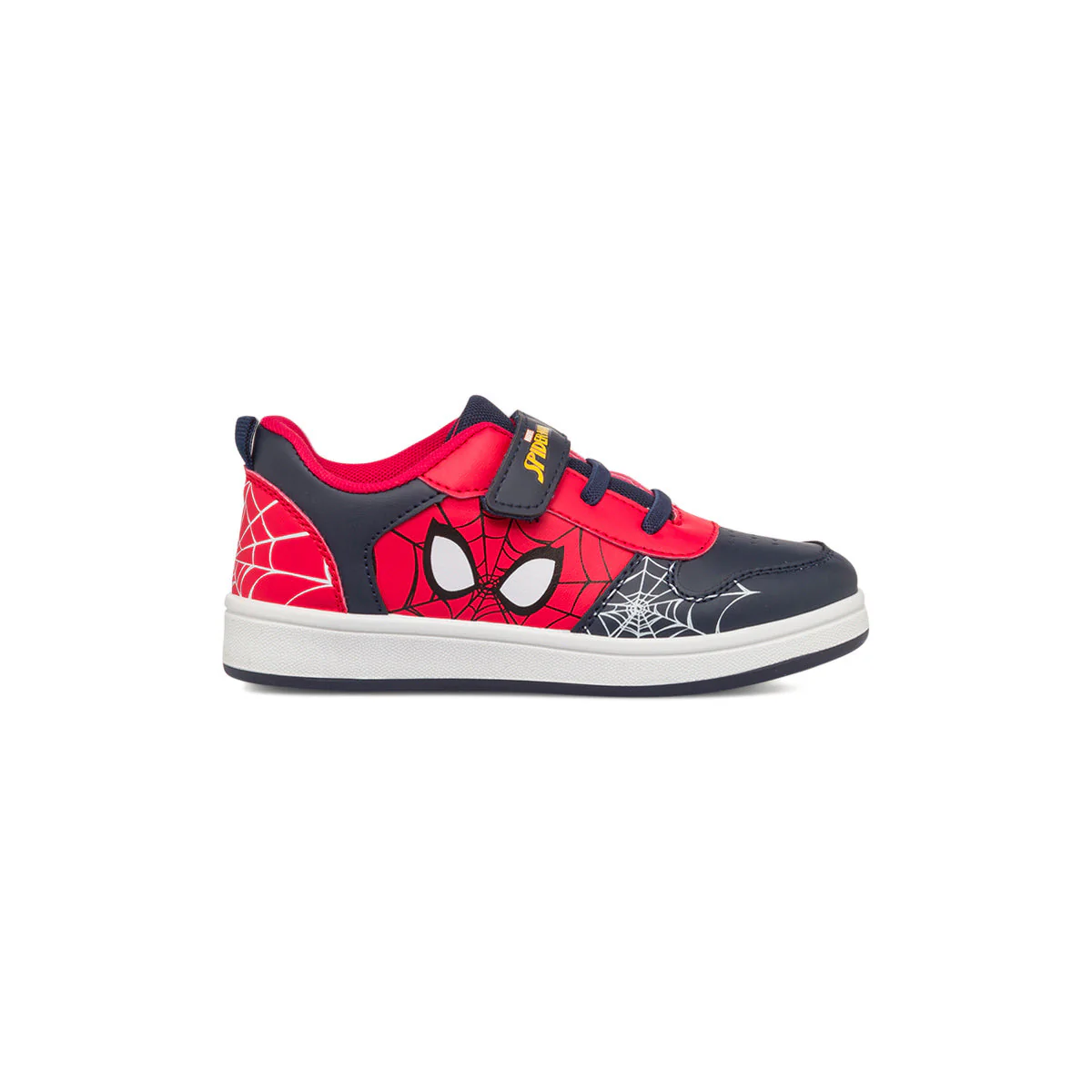 Sneakers primi passi rosse e blu da bambino con stampa Spiderman