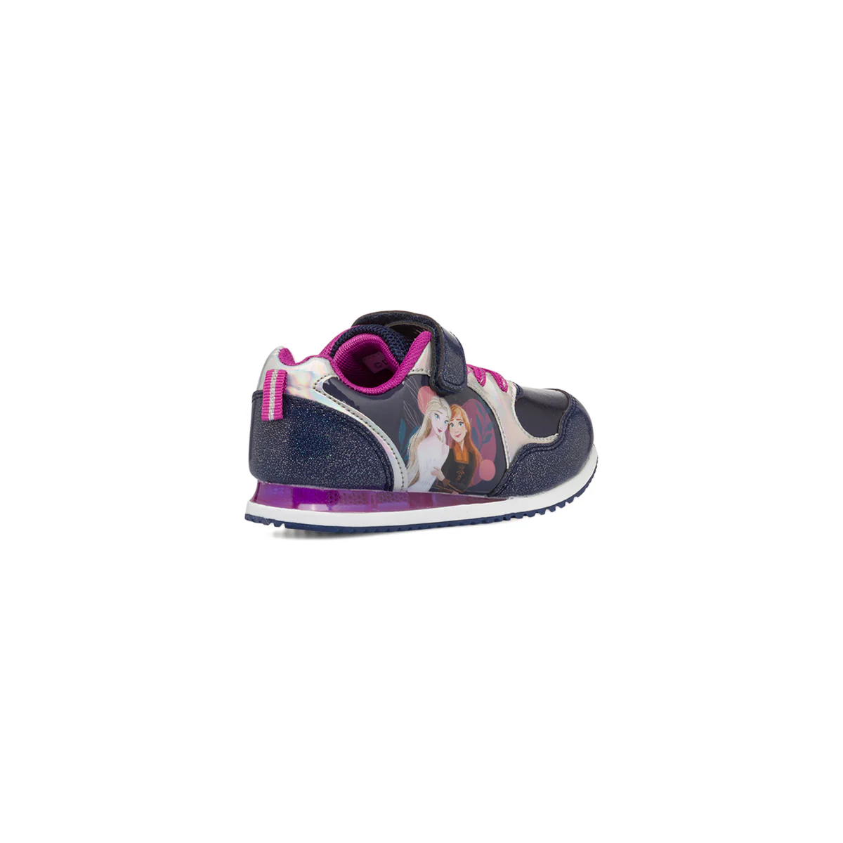 Sneakers primi passi viola da bambina con luci e stampa Elsa e Anna di Frozen - Image 3