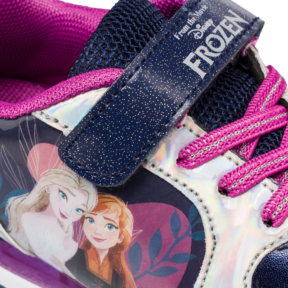 Sneakers primi passi viola da bambina con luci e stampa Elsa e Anna di Frozen - Image 5