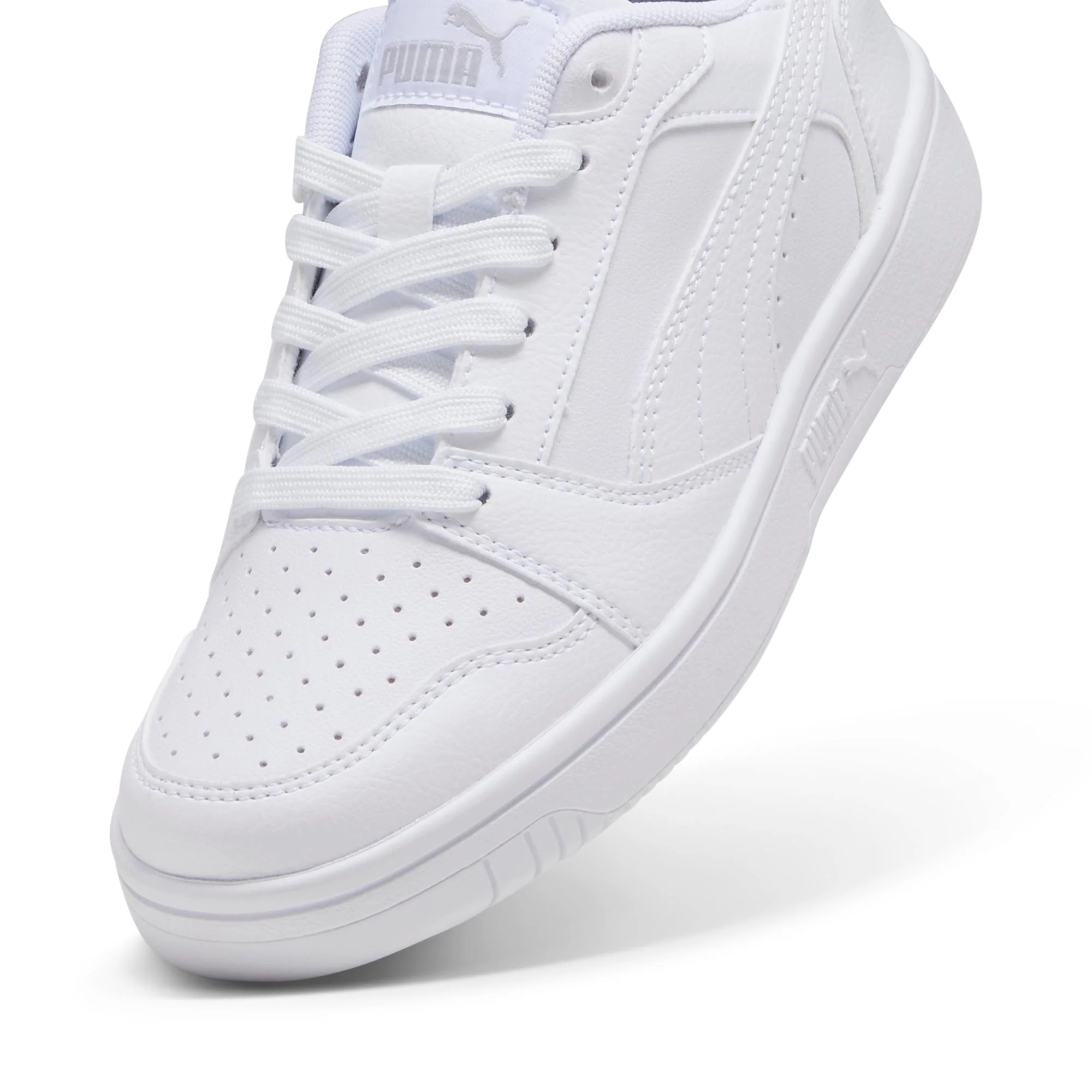 Sneakers ragazza e ragazzo bianche con logo Puma Rebound V6 Low - Image 4