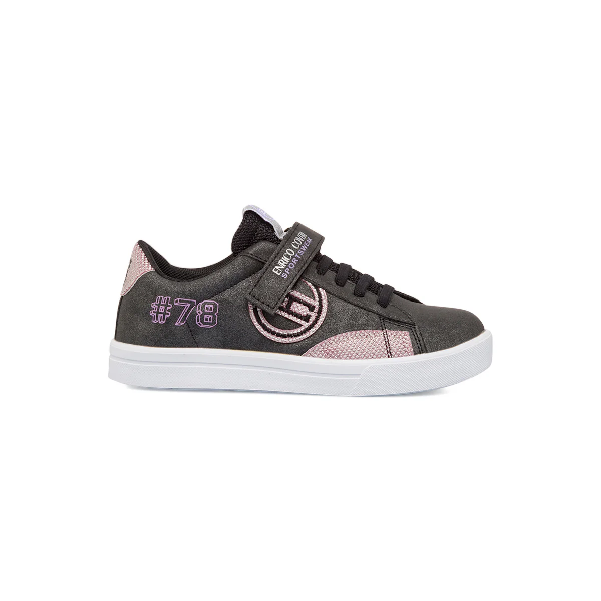 Sneakers ragazza nere con glitter e chiusura con strappo Enrico Coveri