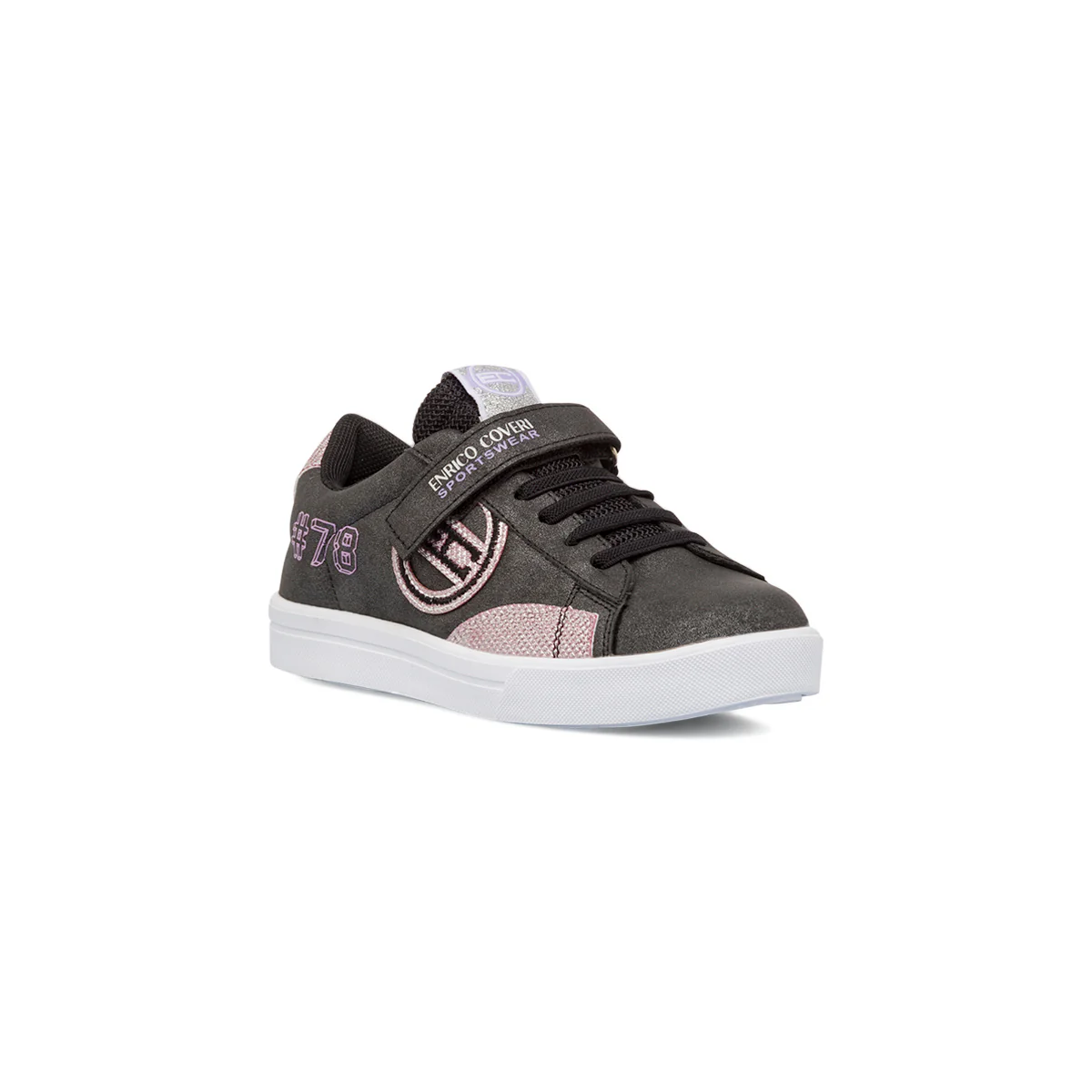 Sneakers ragazza nere con glitter e chiusura con strappo Enrico Coveri - Image 2