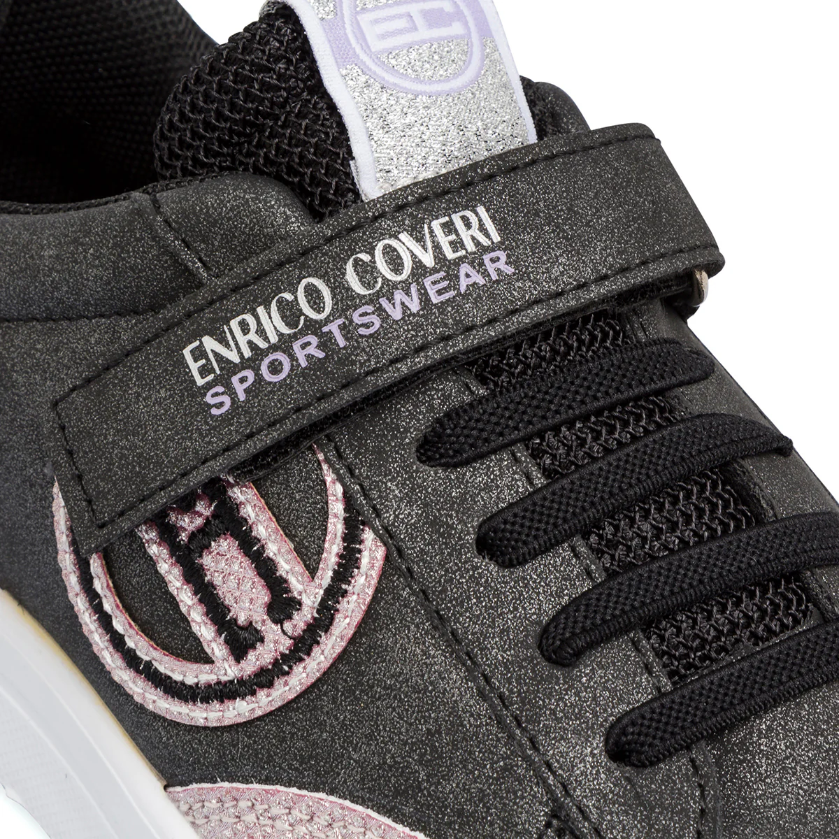 Sneakers ragazza nere con glitter e chiusura con strappo Enrico Coveri - Image 5
