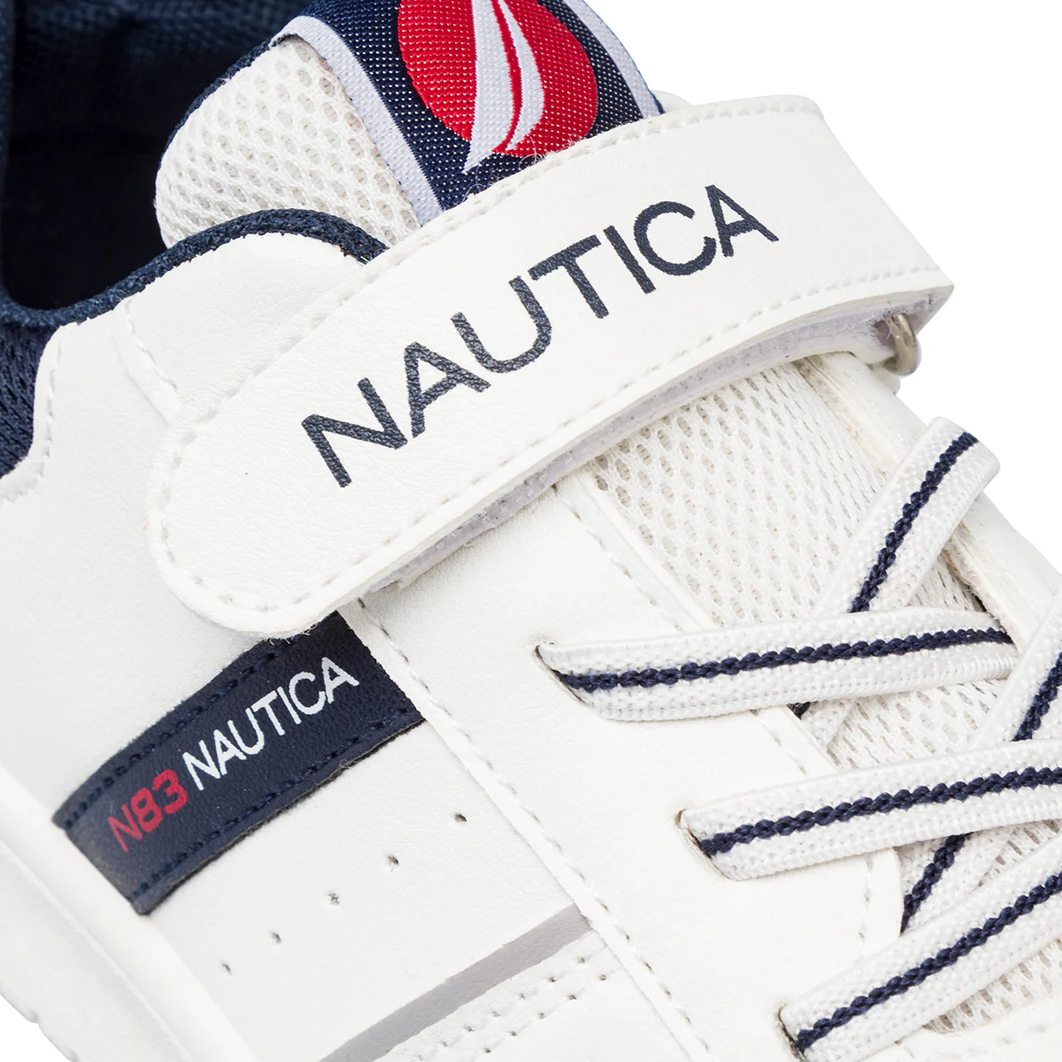 Sneakers ragazzo bianche con dettagli blu navy e rossi e logo Nautica - Image 3