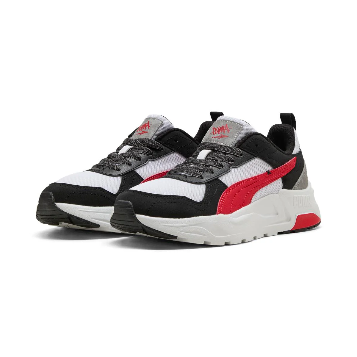 Sneakers Ragazzo bianche e nere con dettagli rossi Puma Trinity 2