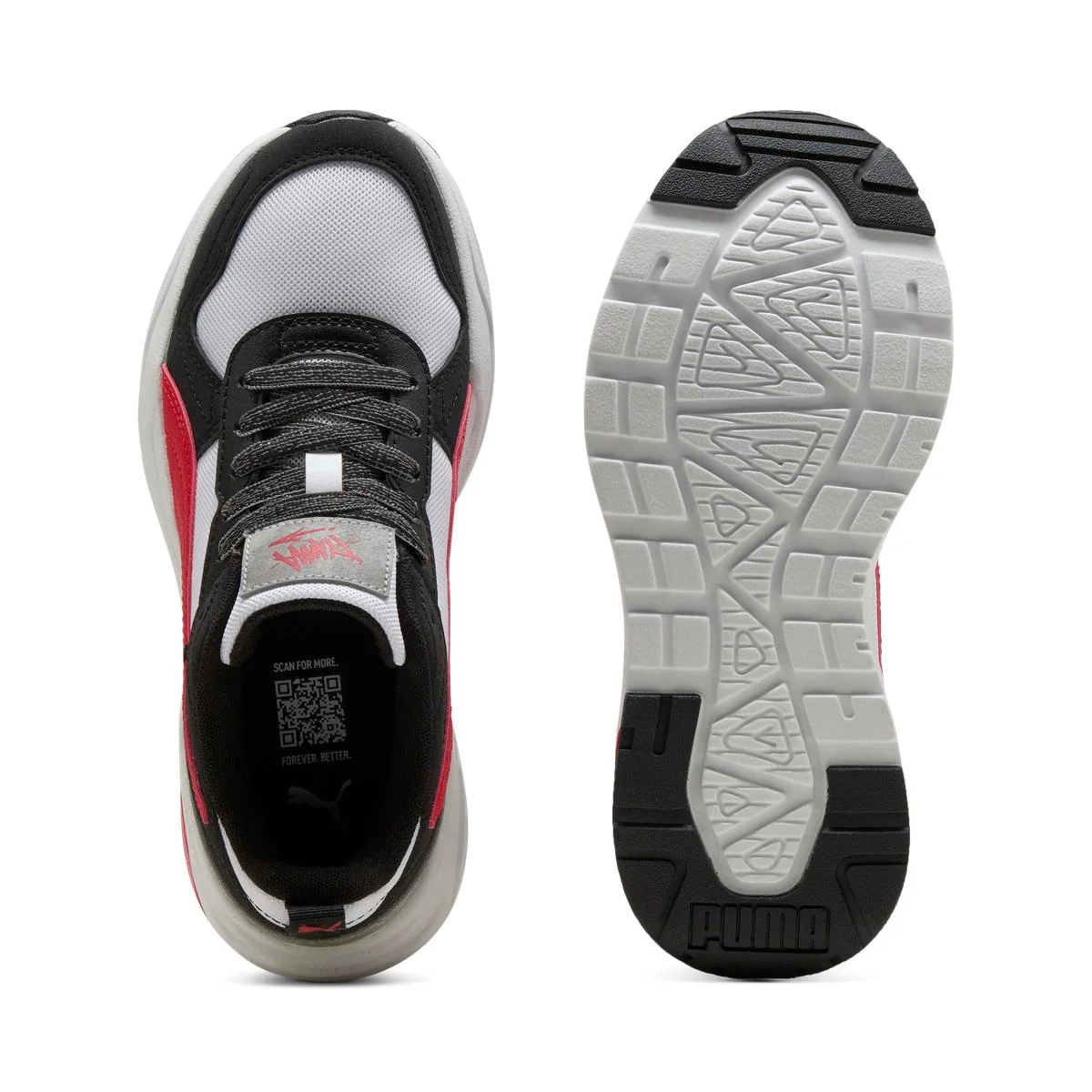 Sneakers Ragazzo bianche e nere con dettagli rossi Puma Trinity 2 - Image 4