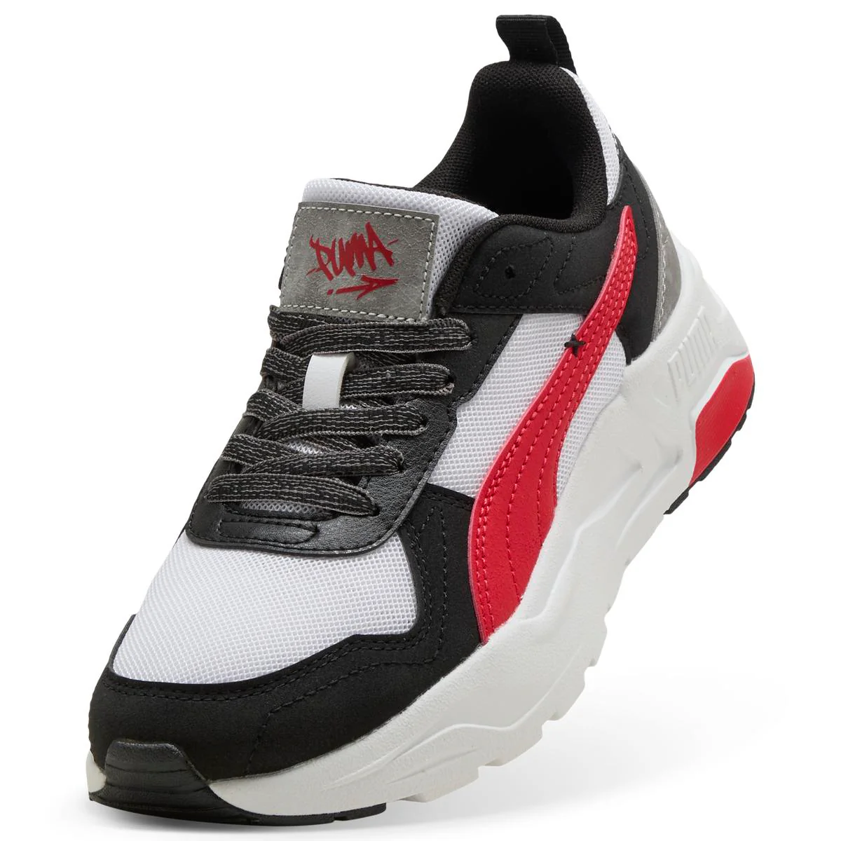Sneakers Ragazzo bianche e nere con dettagli rossi Puma Trinity 2 - Image 6