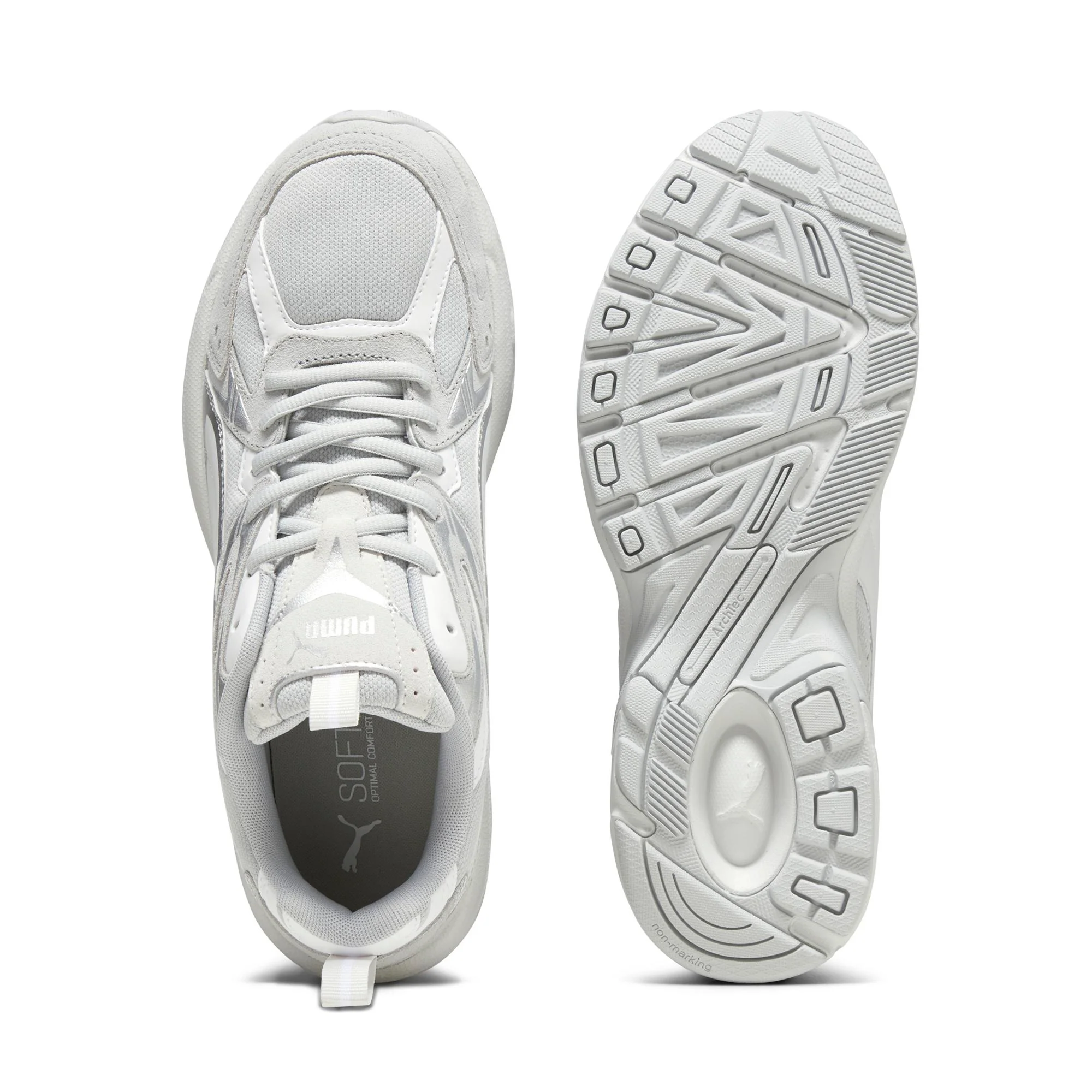 Sneakers Rétro bianche e grigie con logo Puma Milenio Tech - Image 4