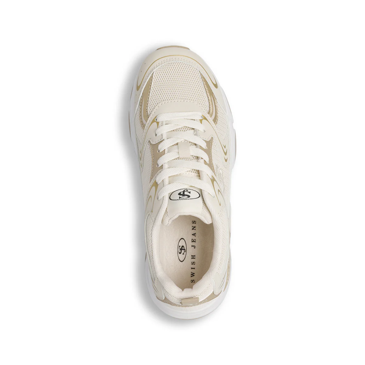 Sneakers retrò da Donna beige e oro con inserti in oro Swish Jeans - Image 5