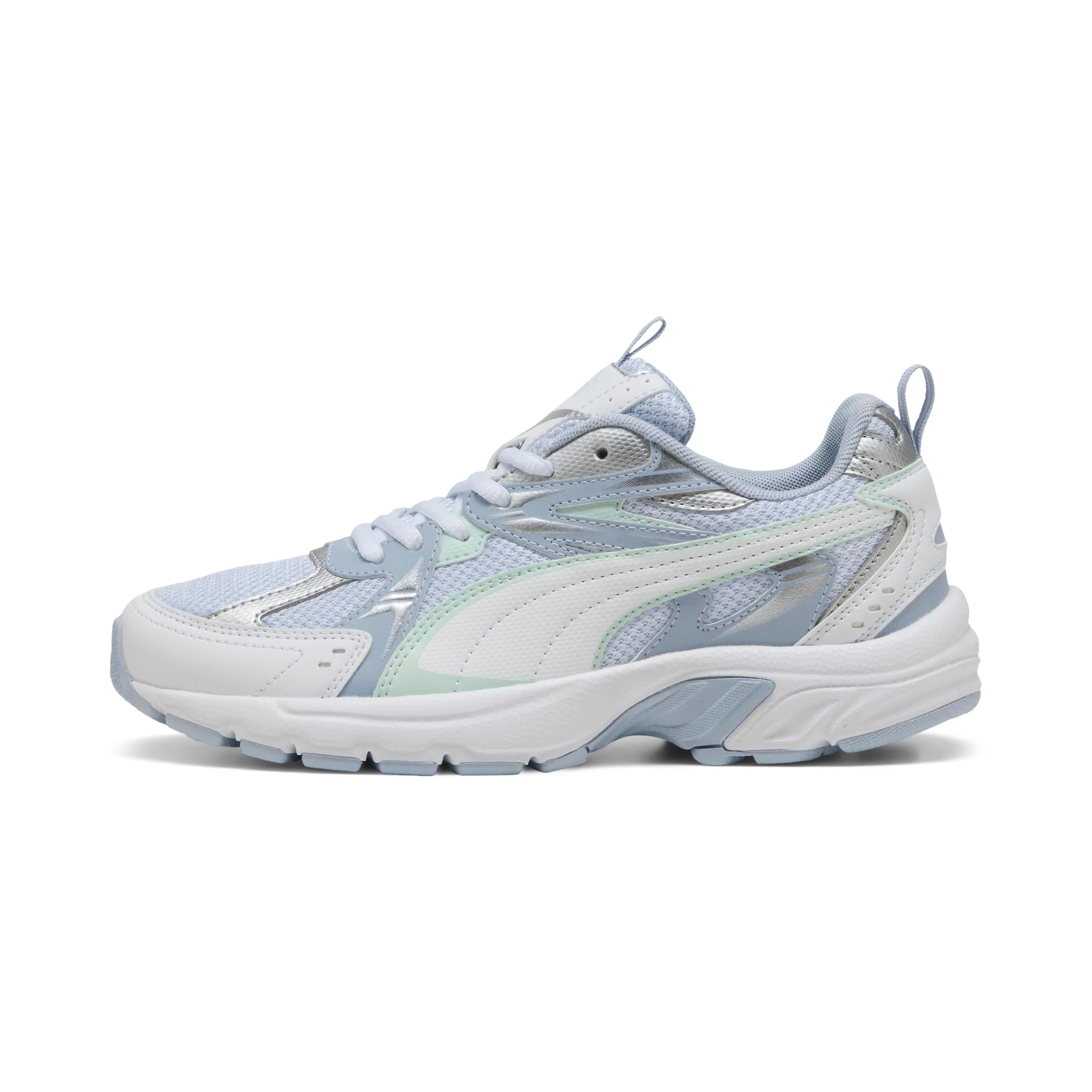 Sneakers Rétro da donna bianche con inserti verdi e azzurri Puma Milenio Tech - Image 2