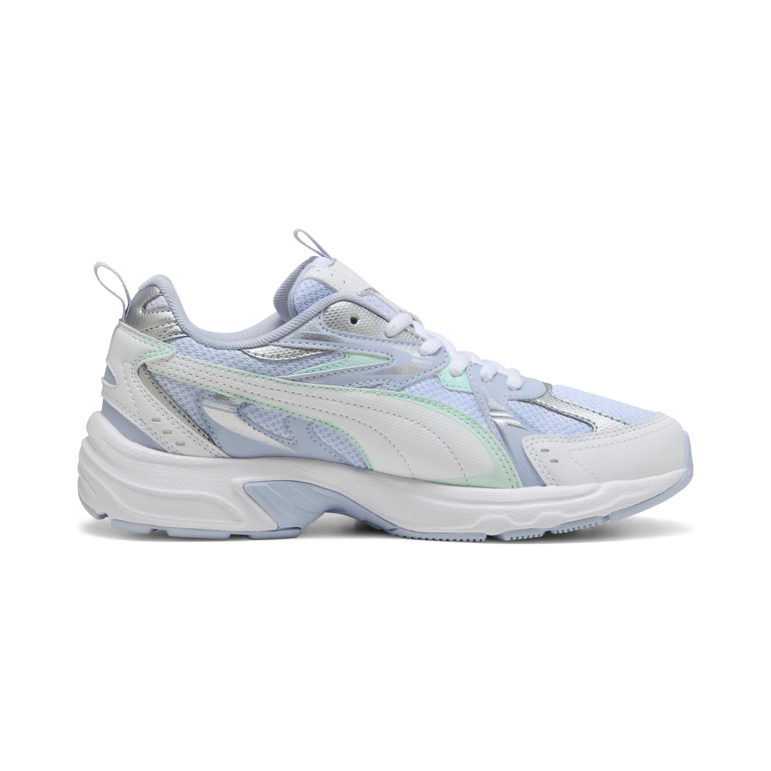 Sneakers Rétro da donna bianche con inserti verdi e azzurri Puma Milenio Tech - Image 3
