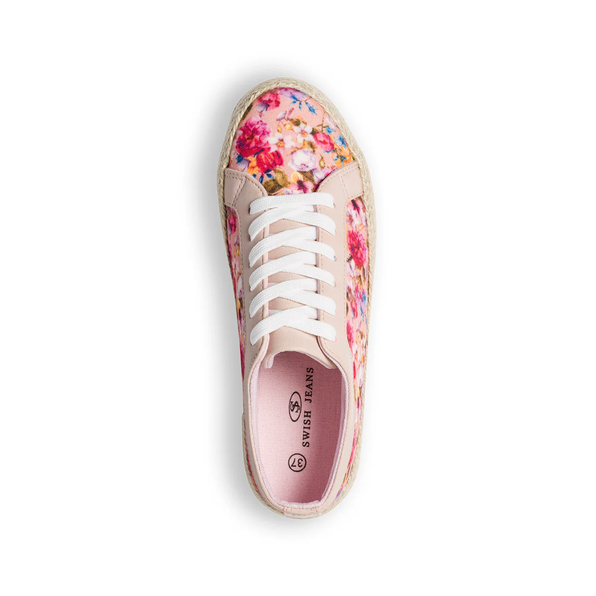 Sneakers rosa con suola in corda e stampa floreale Swish Jeans - Image 3