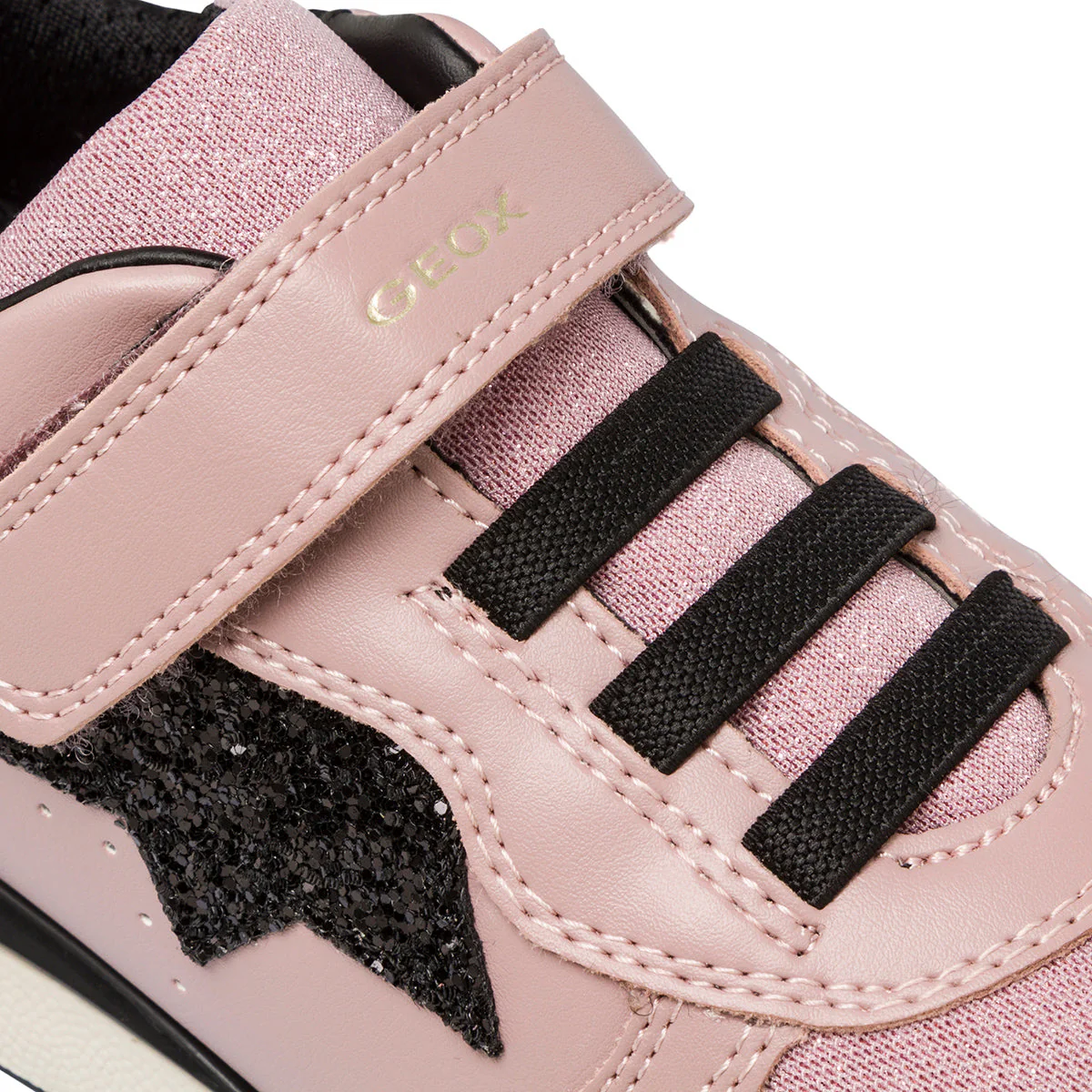 Sneakers rosa da bambina con glitter e pailettes nere Geox Fastics - Image 5
