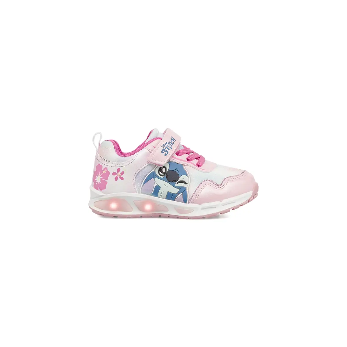 Sneakers rosa da Bambina con luci e dettagli glitter Lilo & Stitch con stampa