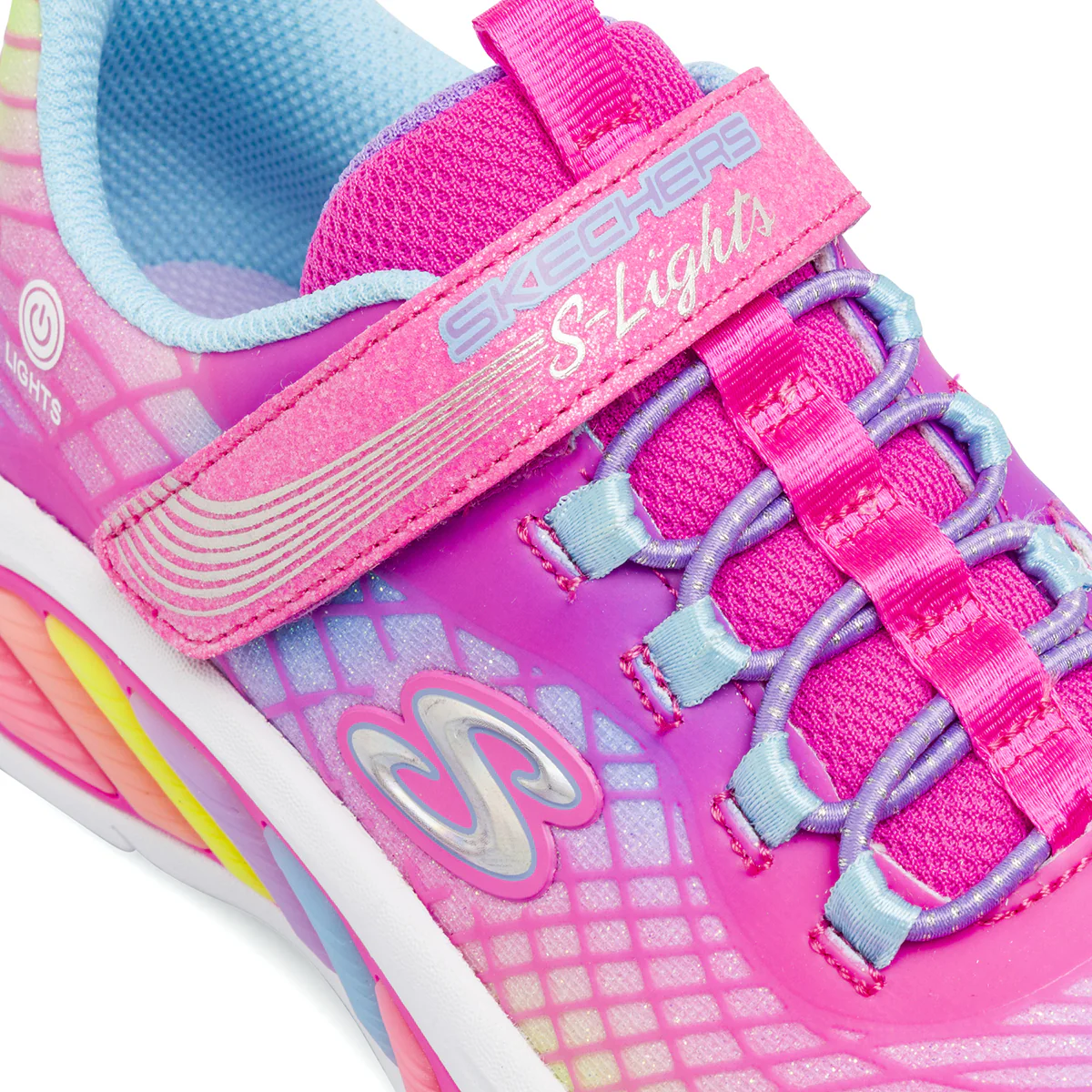 Sneakers rosa da bambina con luci Skechers S Lights Rainbow - Image 5