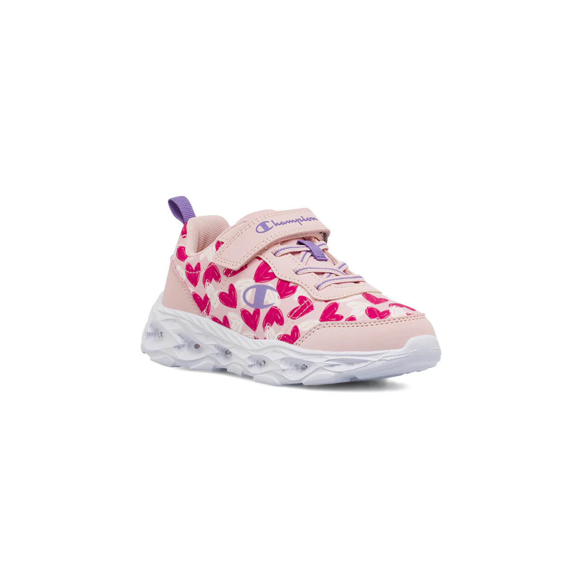 Sneakers Rosa da Bambina con stampa cuori e luci nella suola Champion - Image 2