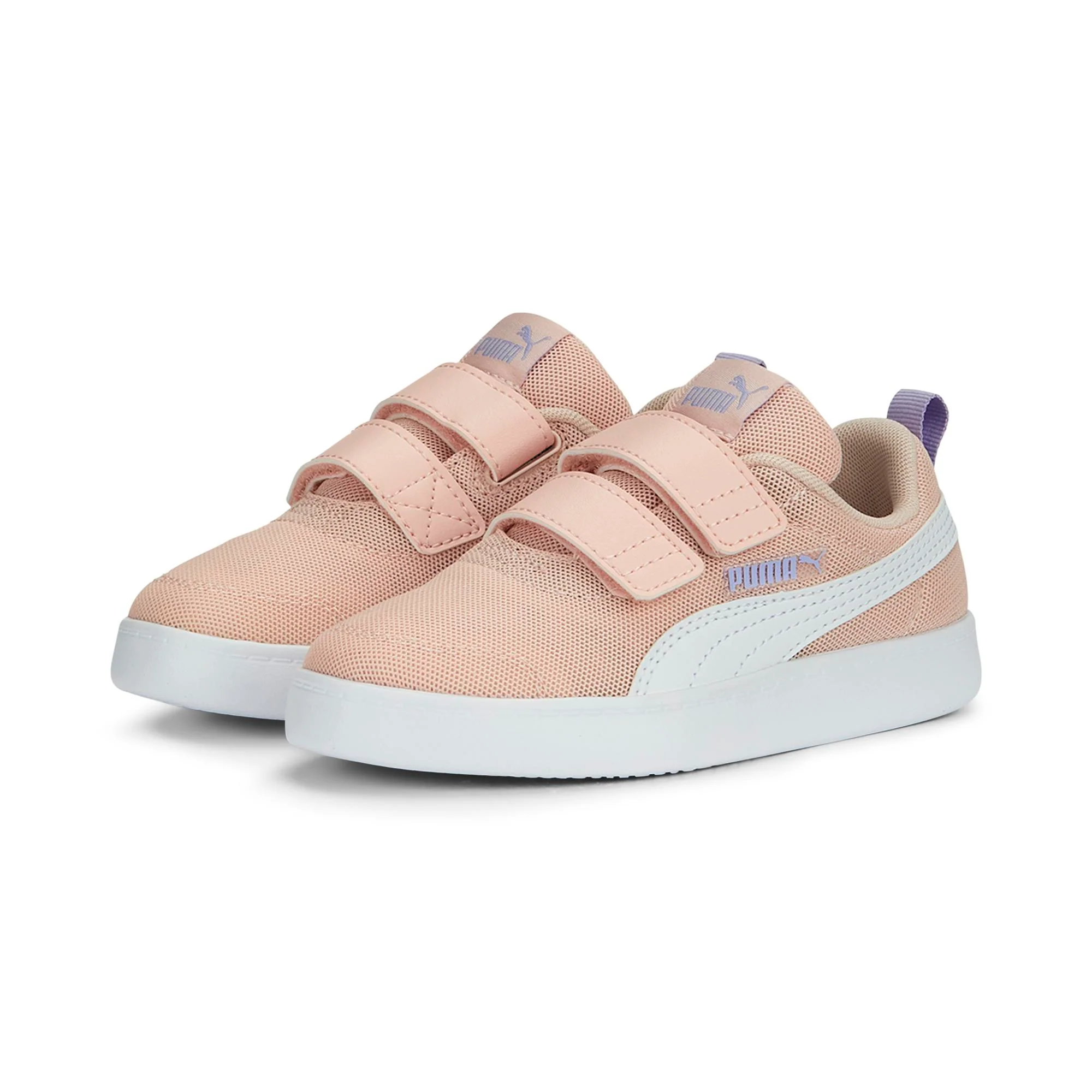 Sneakers rosa da bambina con striscia laterale a contrasto Puma Courtflex v2 Mesh V PS