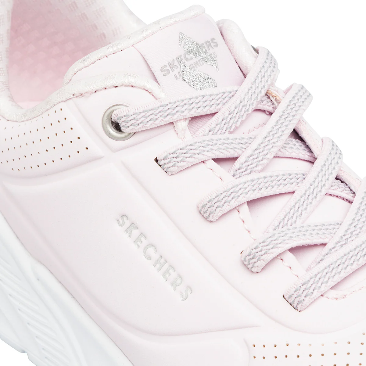 Sneakers rosa da bambina in Memory Foam Skechers Uno Lite - Image 5