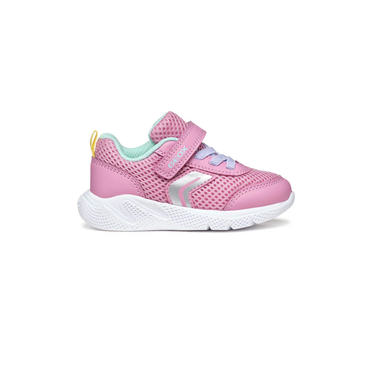 Sneakers rosa da Bambina in tessuto traforato e suola traspirante Geox