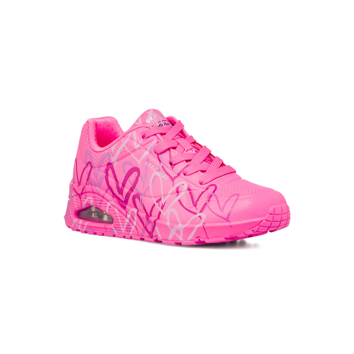 Sneakers rosa da Donna con cuori e soletta memory foam Skechers Uno - Image 2