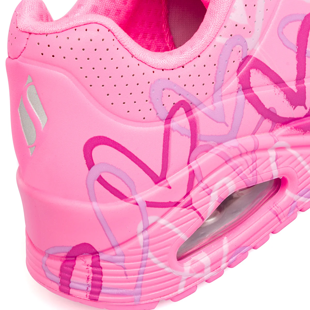 Sneakers rosa da Donna con cuori e soletta memory foam Skechers Uno - Image 4