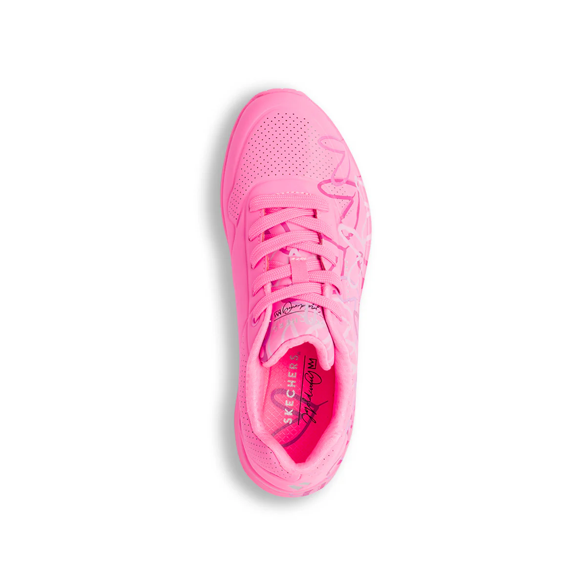 Sneakers rosa da Donna con cuori e soletta memory foam Skechers Uno - Image 5