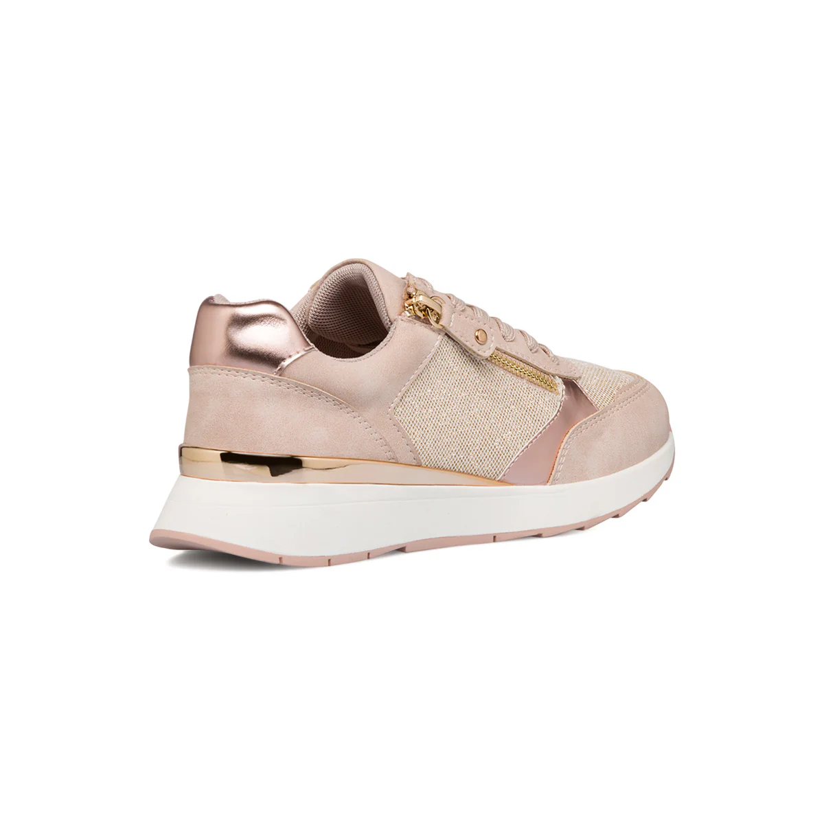 Sneakers rosa da donna con dettagli oro e zip laterale Swish Jeans - Image 3