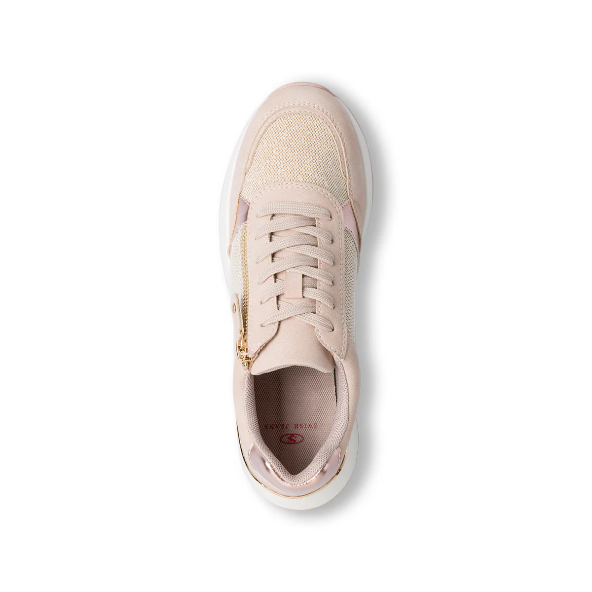 Sneakers rosa da donna con dettagli oro e zip laterale Swish Jeans - Image 4