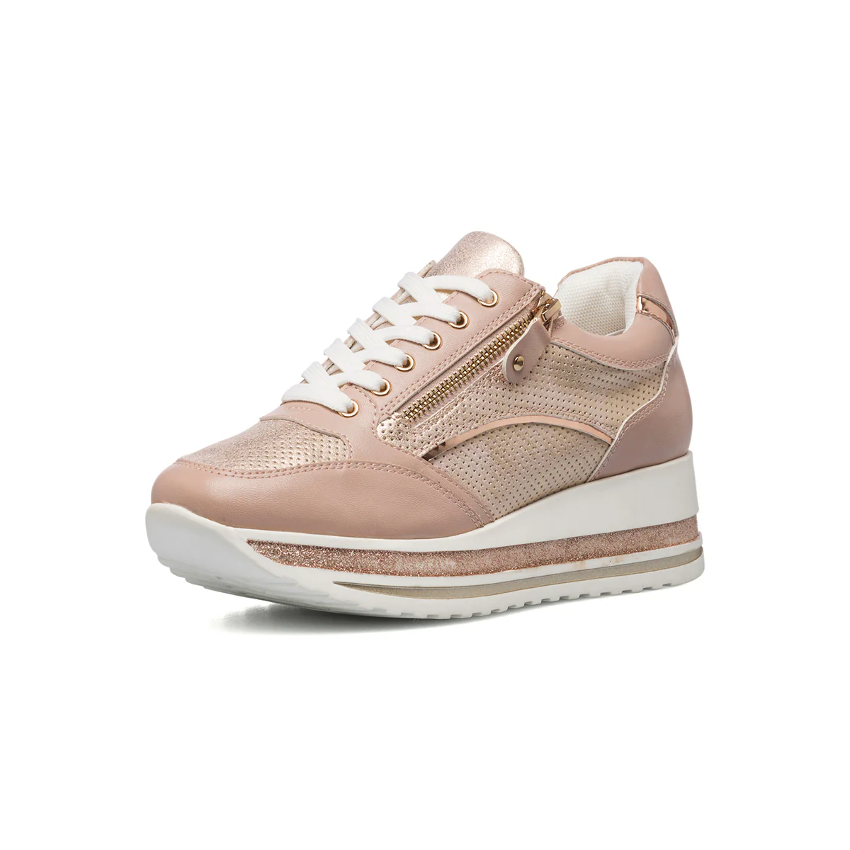Sneakers rosa da donna traforate con zip laterale Lora Ferres - Image 2