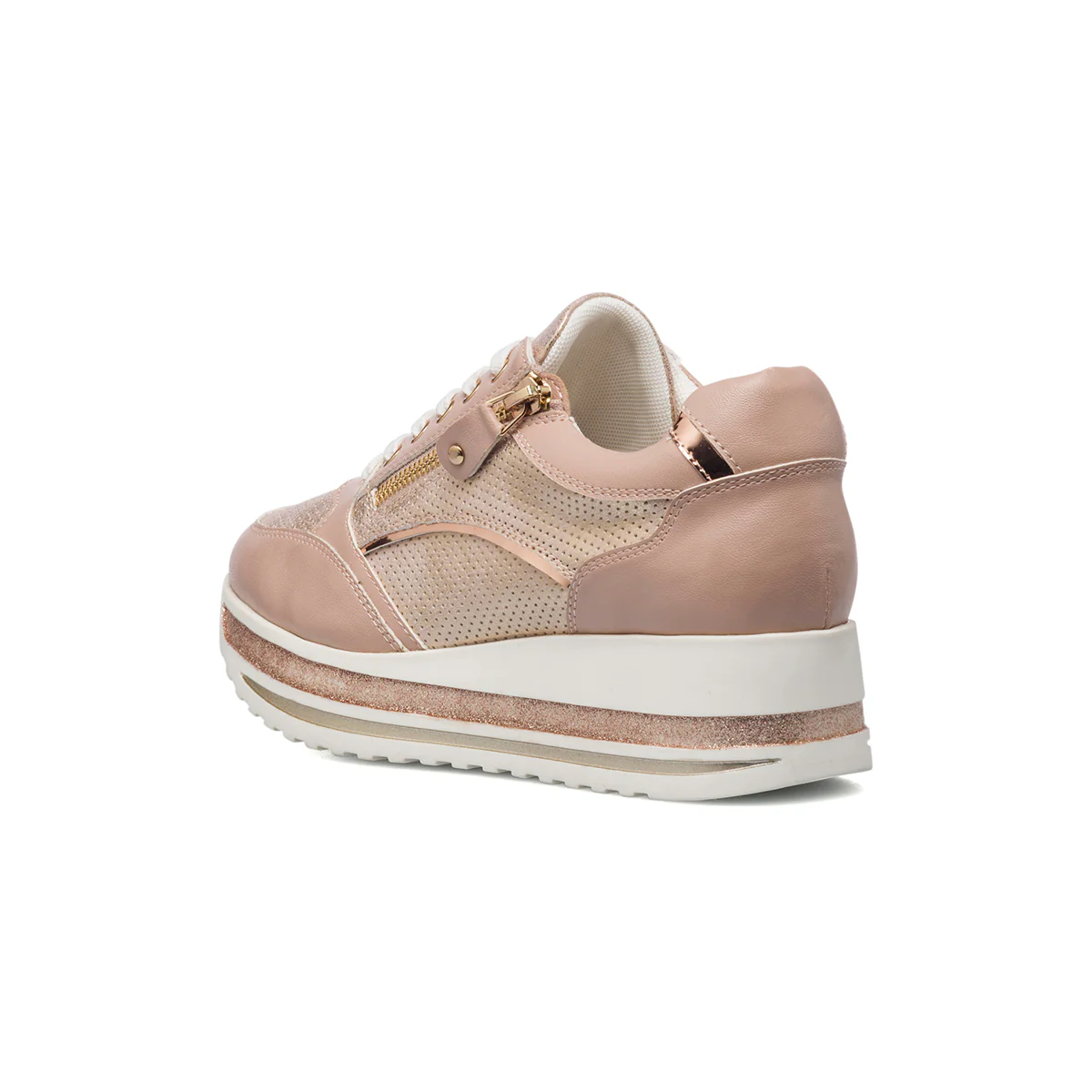 Sneakers rosa da donna traforate con zip laterale Lora Ferres - Image 3