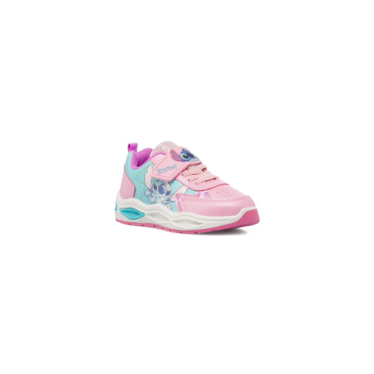 Sneakers rosa e azzurre da Bambina con Luci e patch Stitch - Image 2