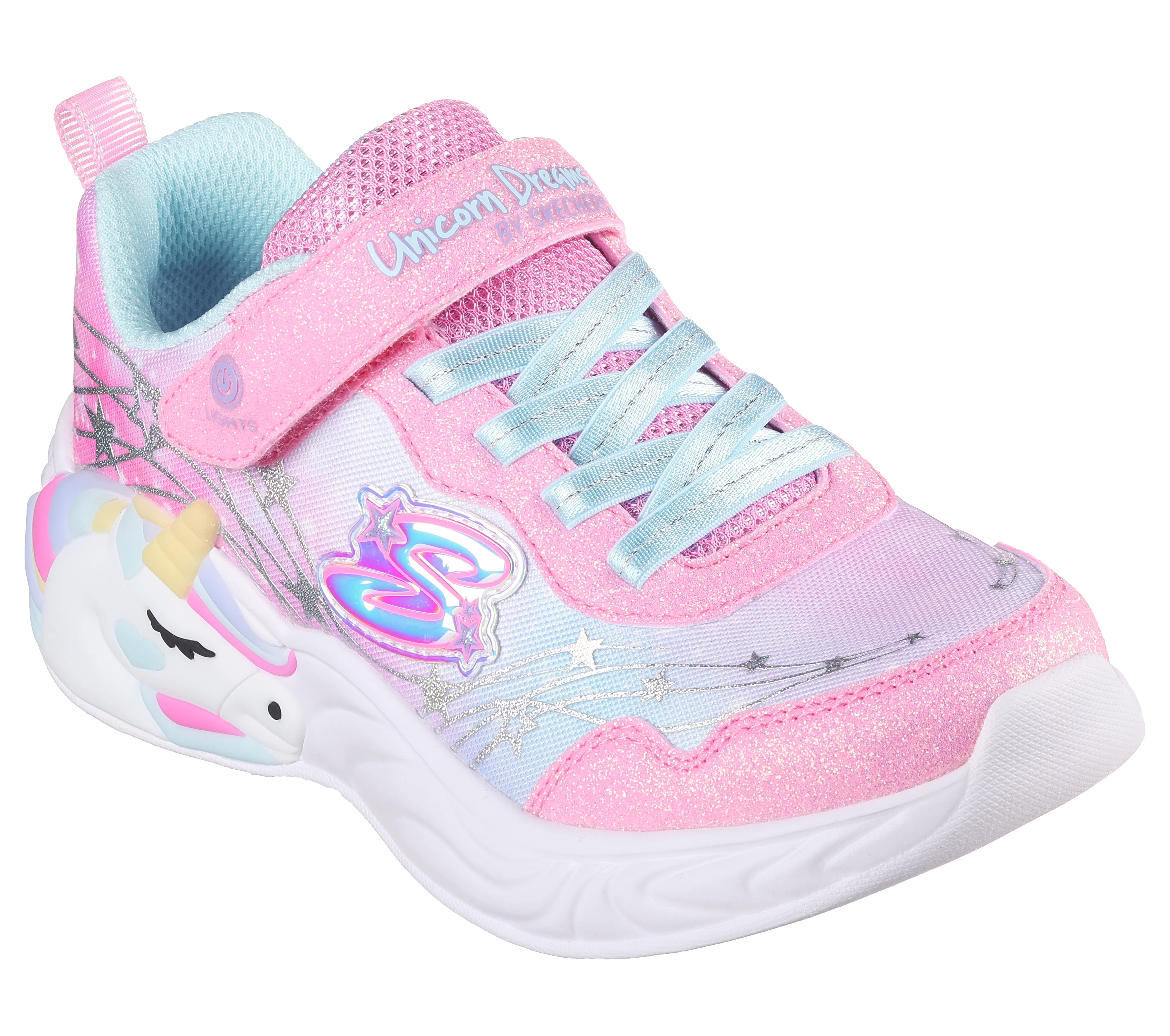 Sneakers rosa e azzurre da bambina con luci nella suola Skechers S-Lights: Unicorn Dreams - Wishful - Image 2