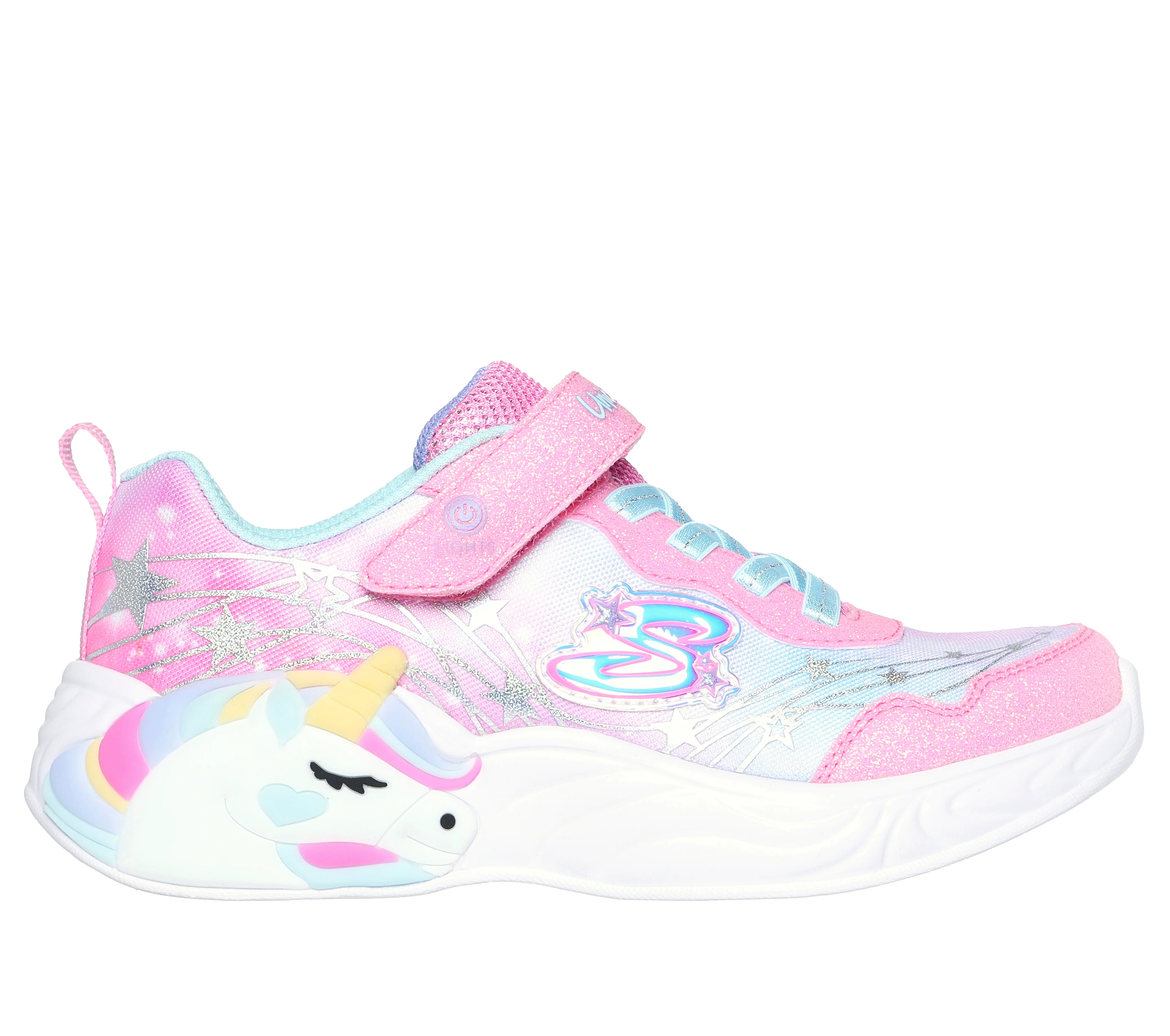 Sneakers rosa e azzurre da bambina con luci nella suola Skechers S-Lights: Unicorn Dreams - Wishful - Image 6