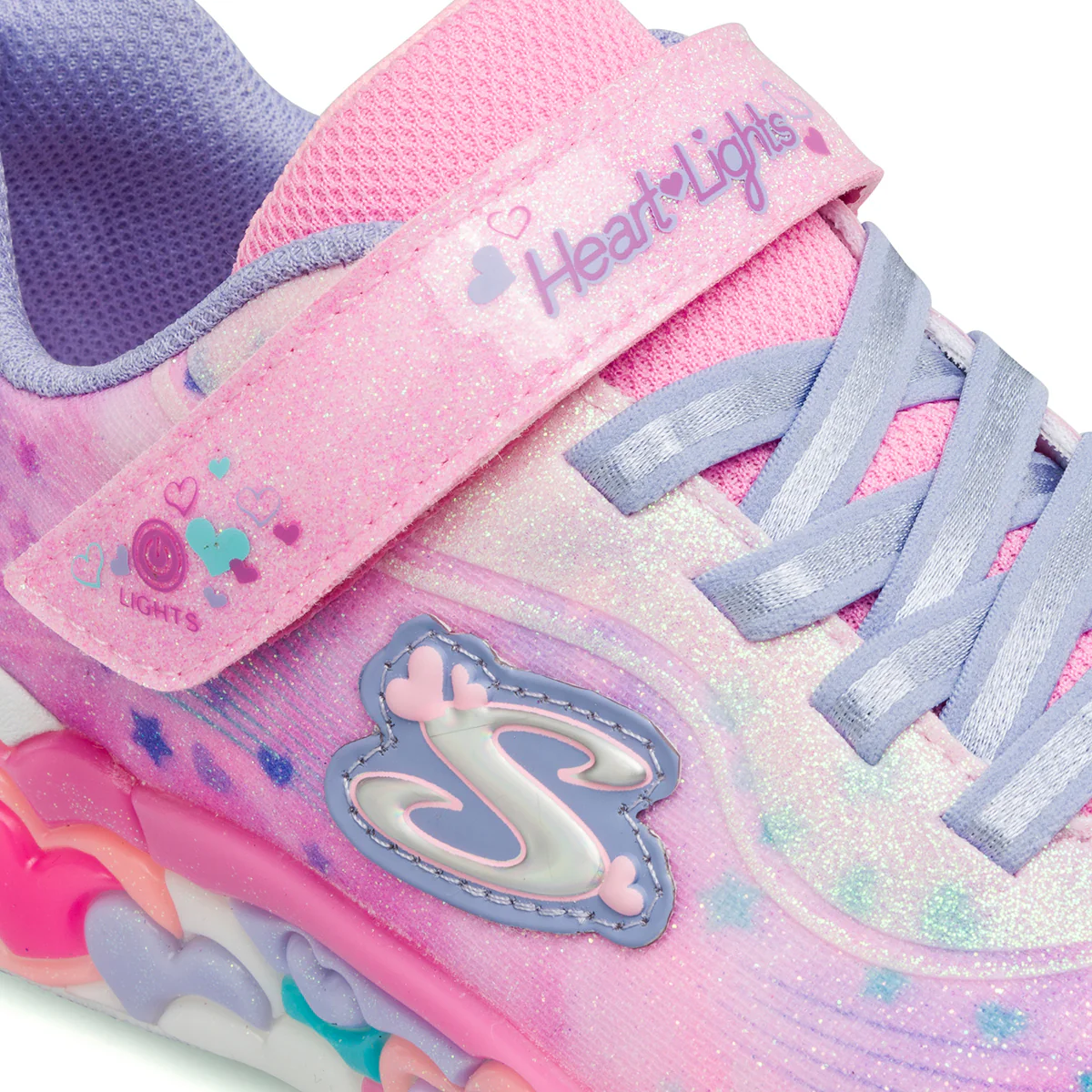 Sneakers rosa e azzurro da bambina con cuori e luci Skechers Eternal Heart - Image 5