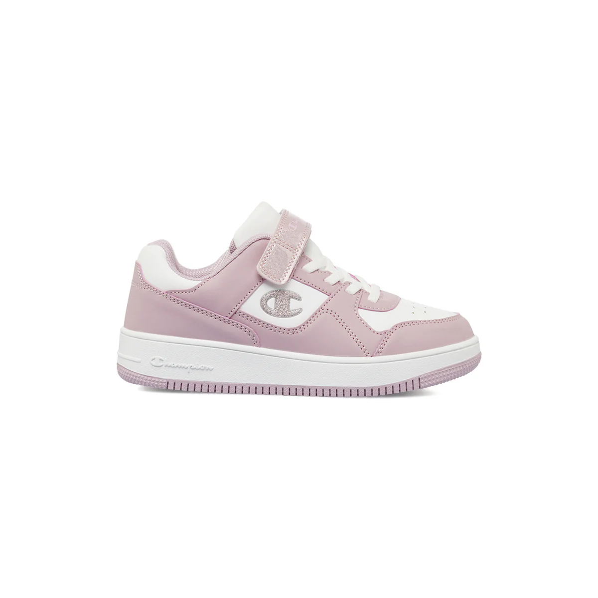 Sneakers rosa e bianche da bambina con chiusura a strappo Champion