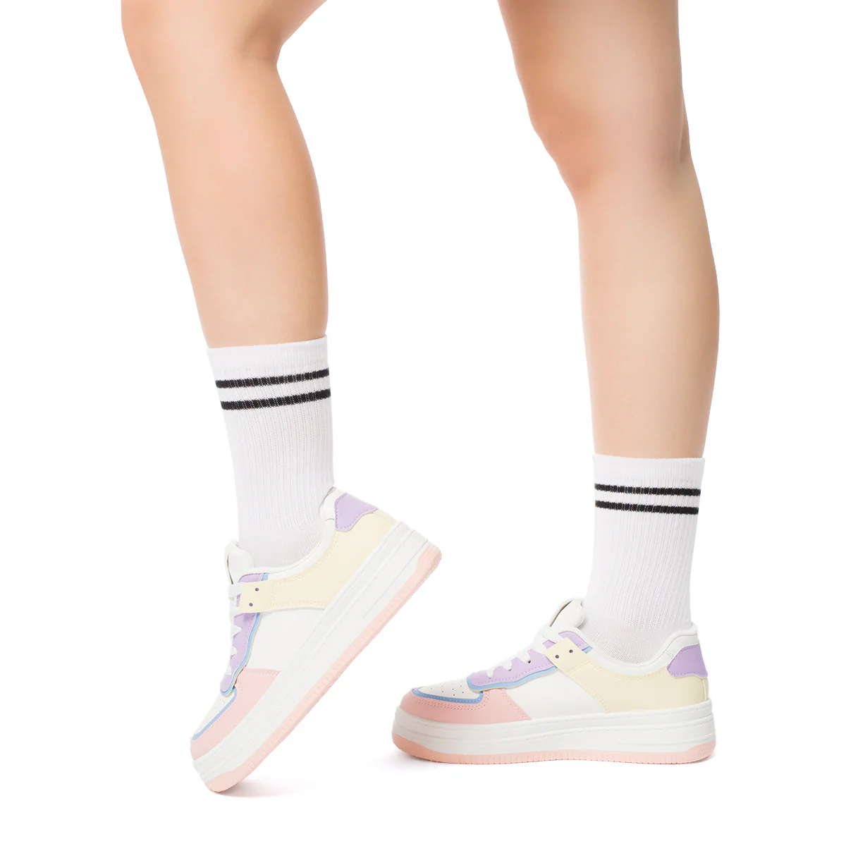 Sneakers rosa, gialle e lilla da donna con dettagli traforati Lora Ferres - Image 2