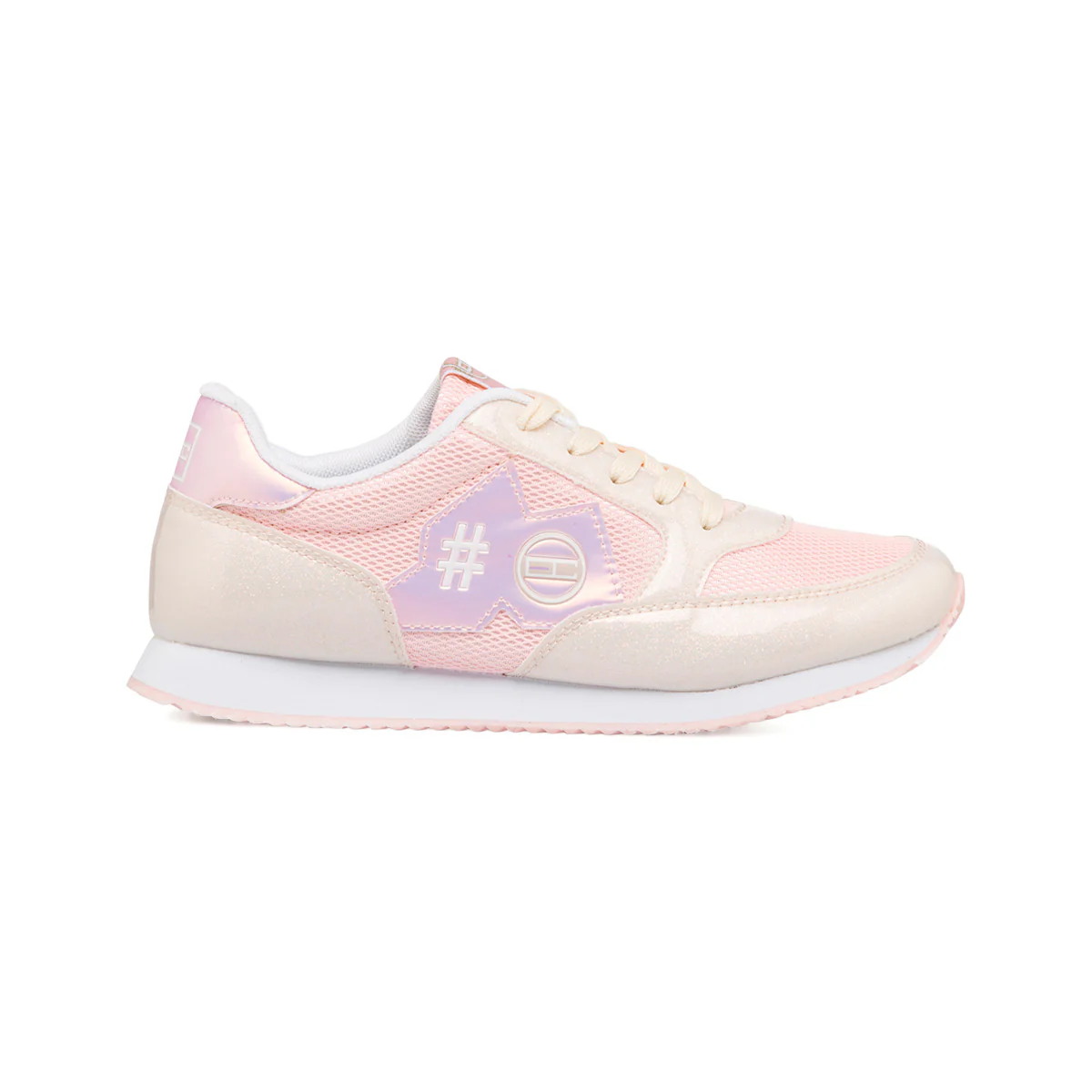 Sneakers rosa glitterate in tessuto mesh da ragazza Enrico Coveri