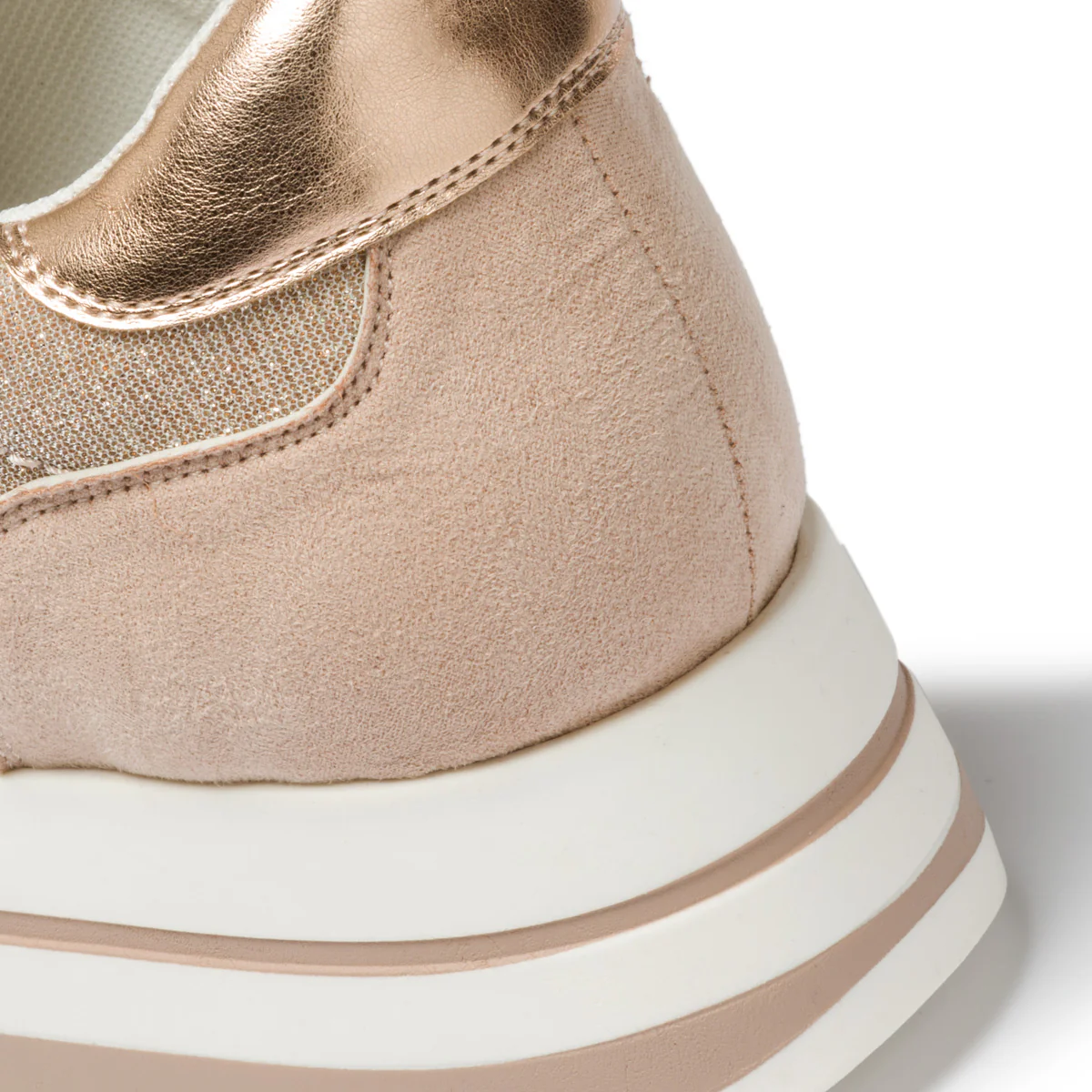 Sneakers rosa in similpelle scamosciata e tessuto effetto glitterato Lora Ferres - Image 7