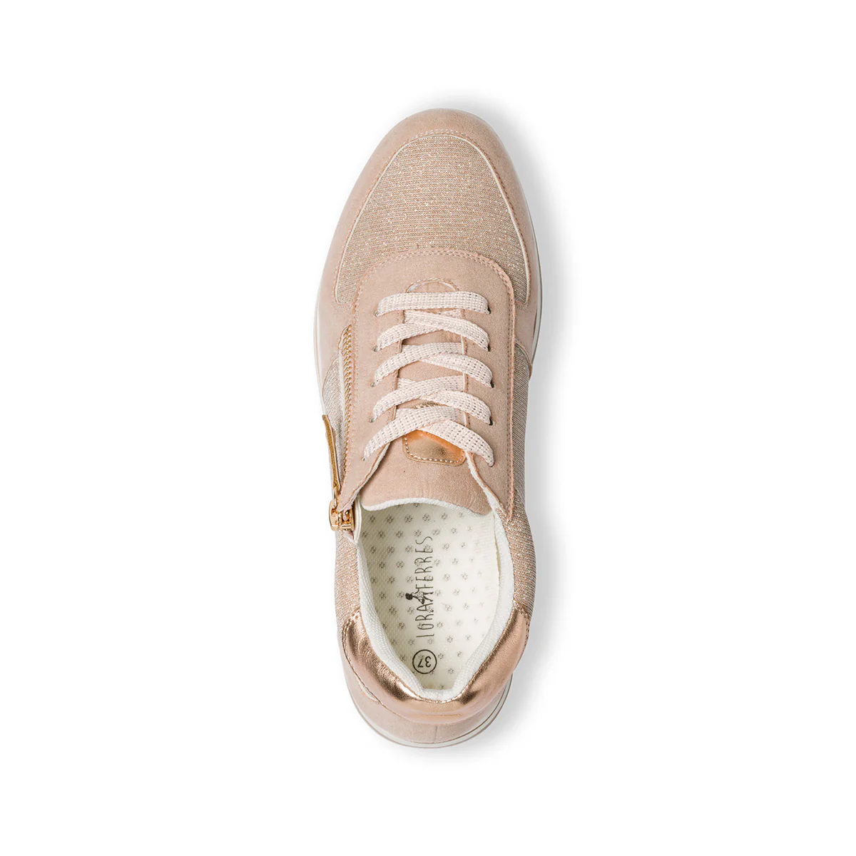 Sneakers rosa in similpelle scamosciata e tessuto effetto glitterato Lora Ferres - Image 8