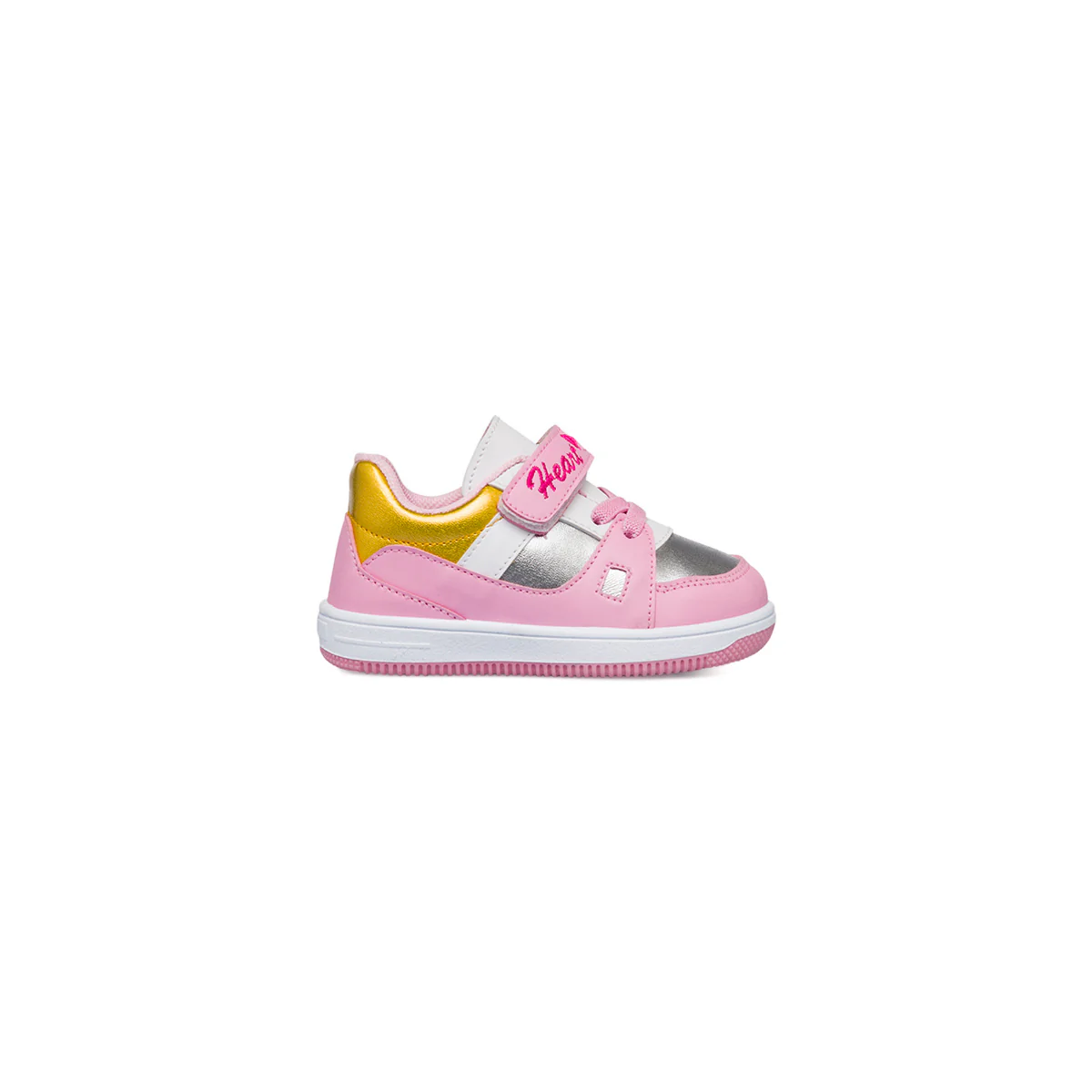 Sneakers rosa primi passi con dettagli argento e oro Le Scarpe di Alice