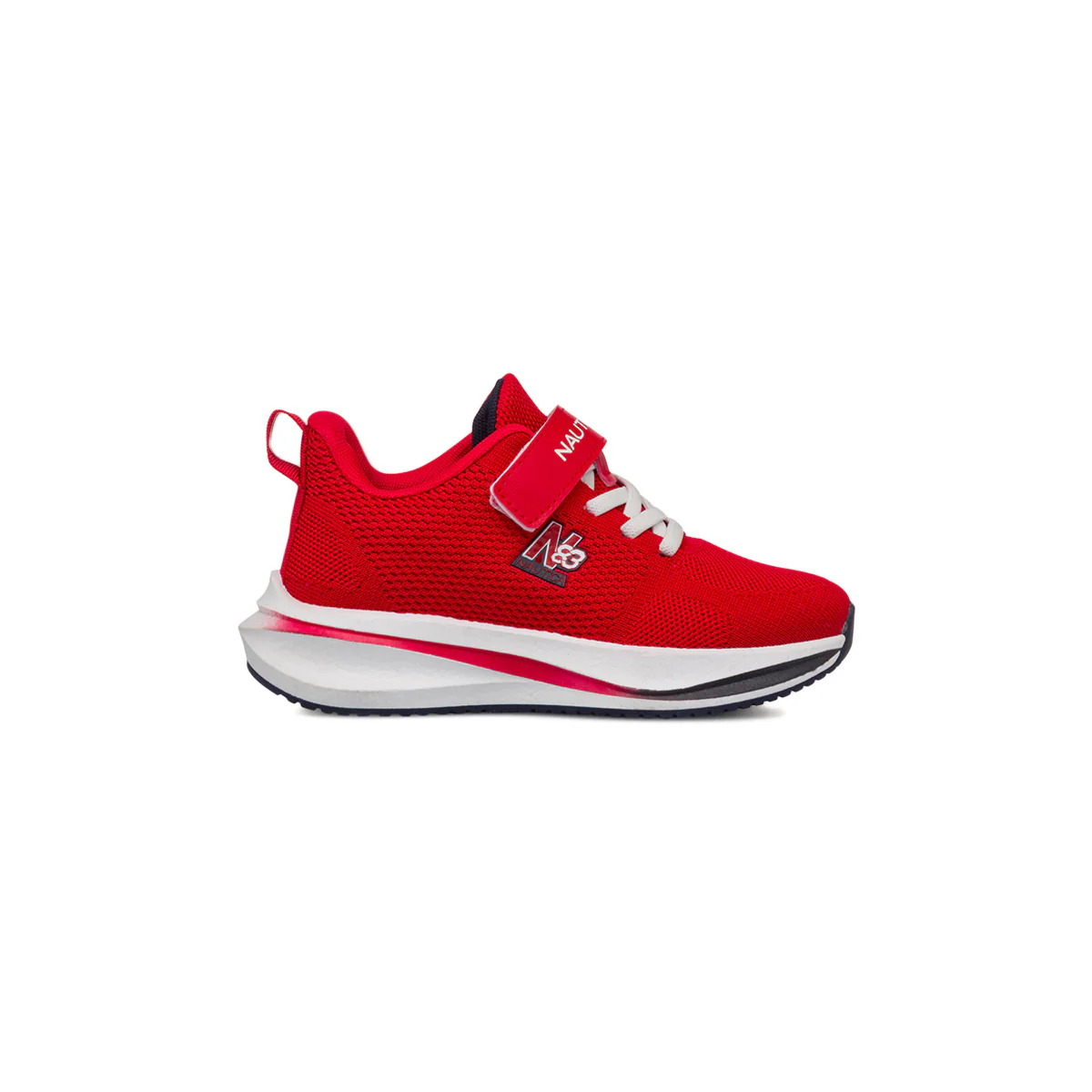 Sneakers rosse da bambino in mesh con dettagli a contrasto e logo Nautica
