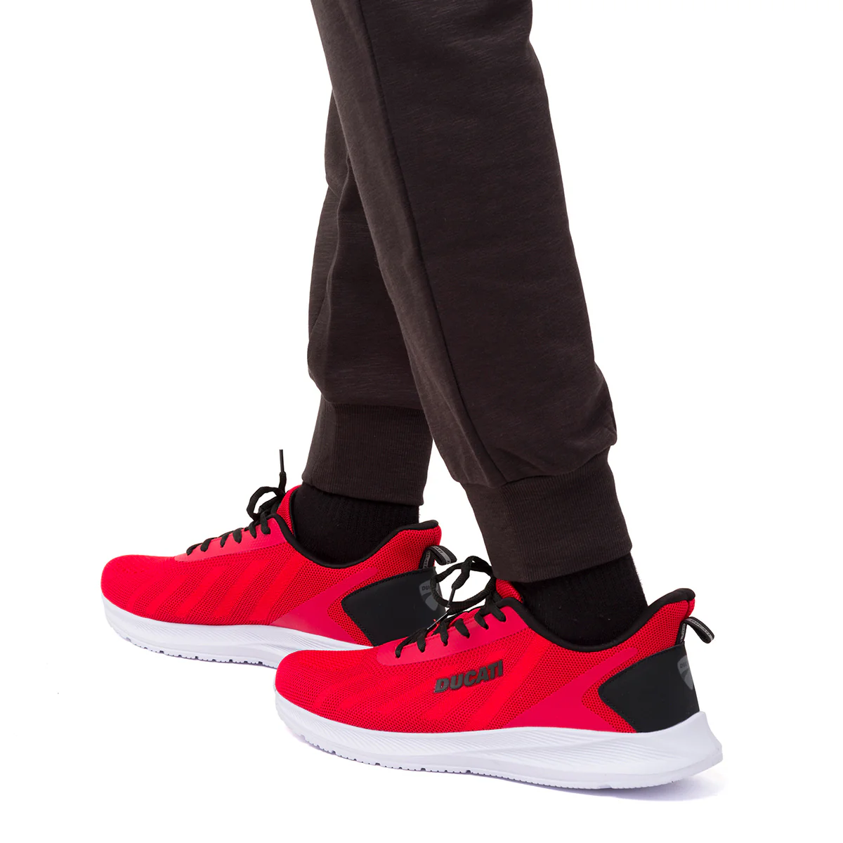 Sneakers rosse e nere da Uomo in tessuto con logo Ducati - Image 3