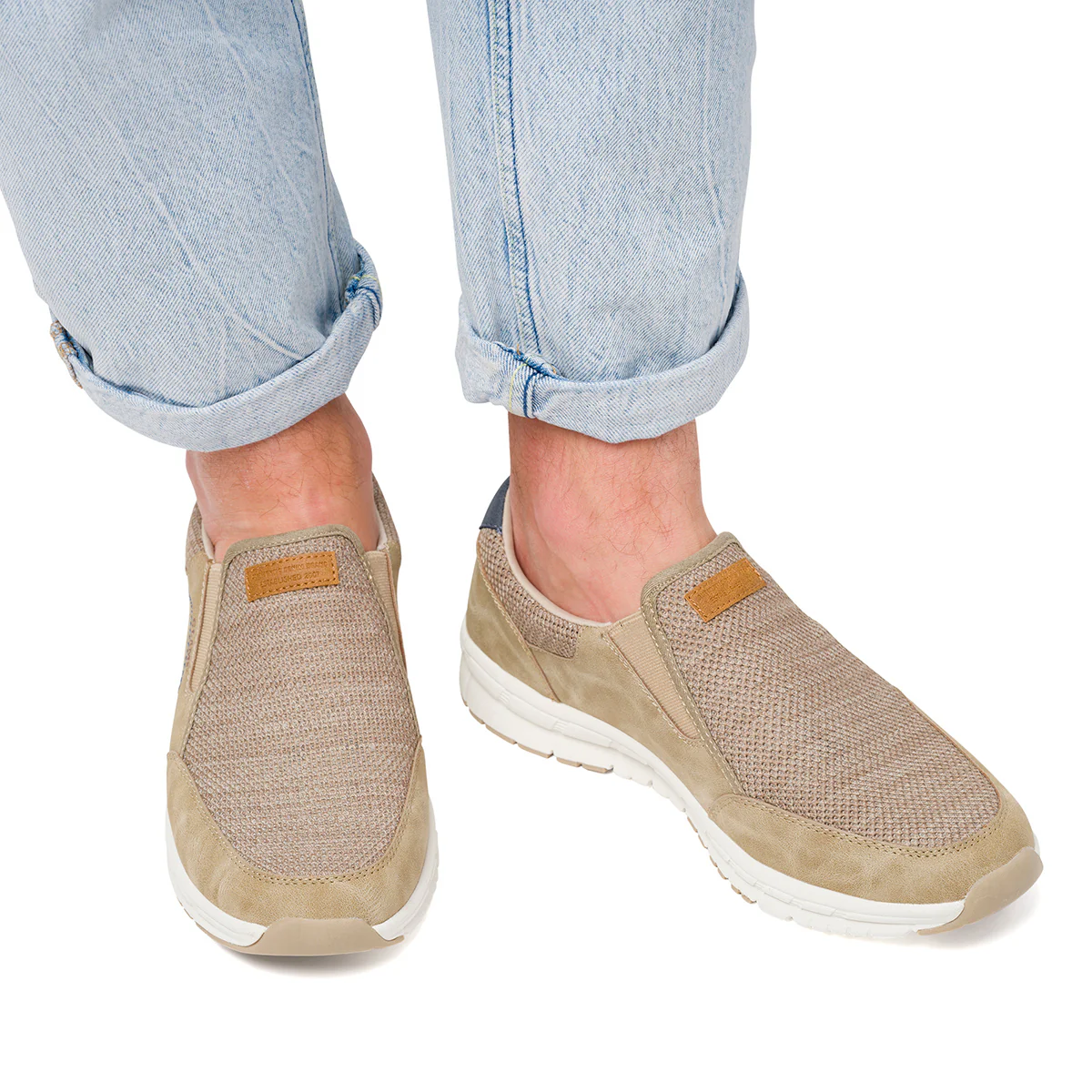 Sneakers slip-on beige da uomo Glams