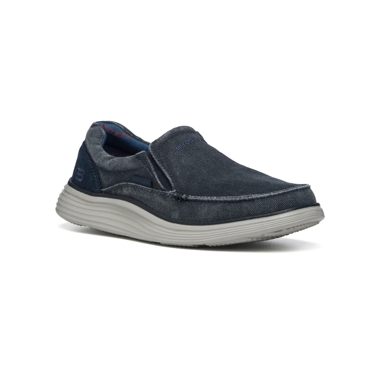 Slip-on blu denim in tessuto con inserti elastici Skechers Status 2.0 Mosent - Image 2