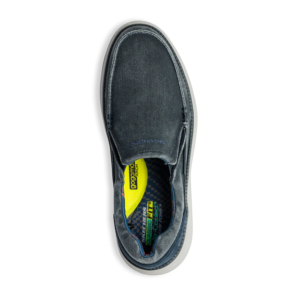 Slip-on blu denim in tessuto con inserti elastici Skechers Status 2.0 Mosent - Image 8